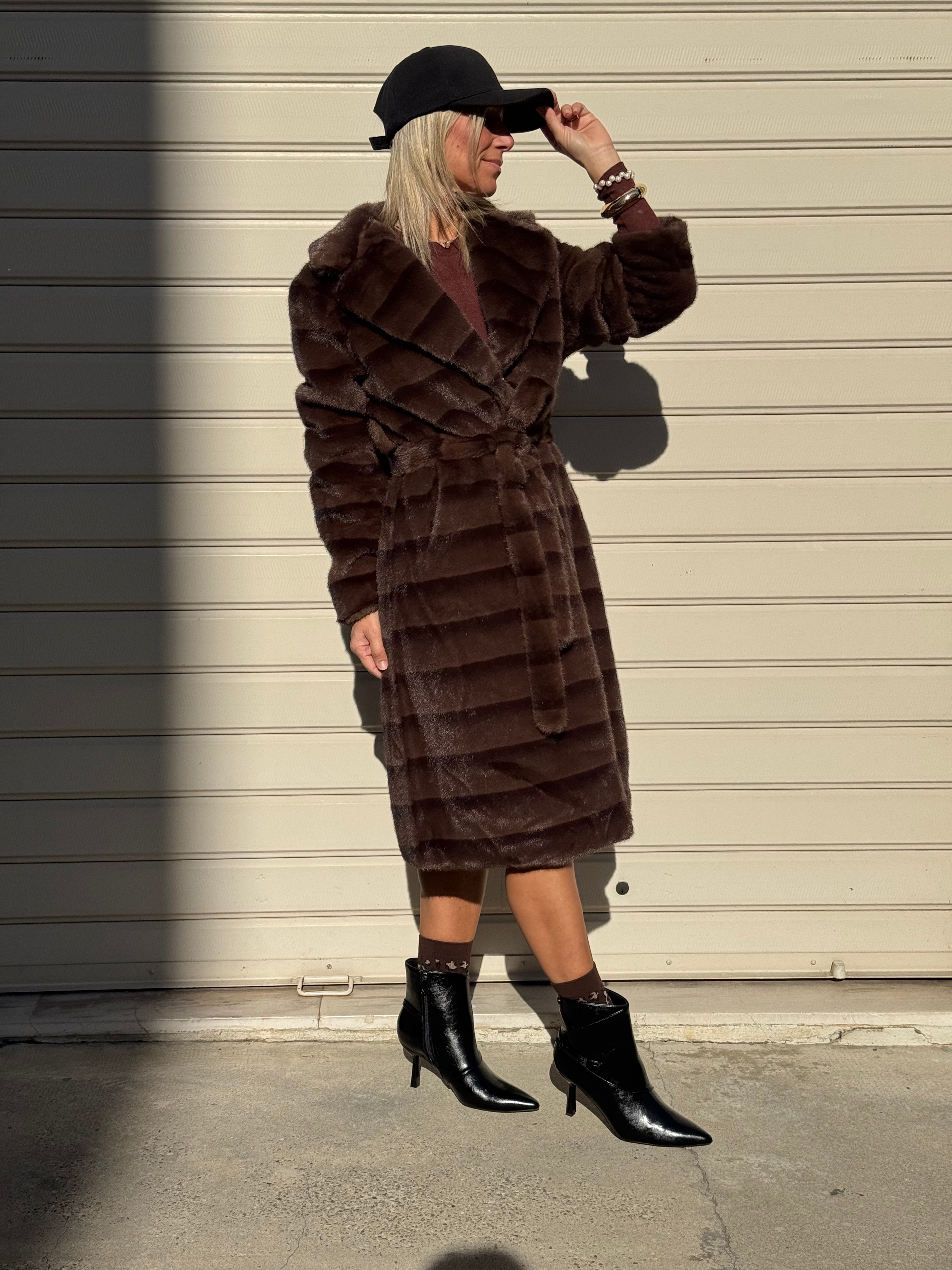 Ecopelliccia midi con fusciacca