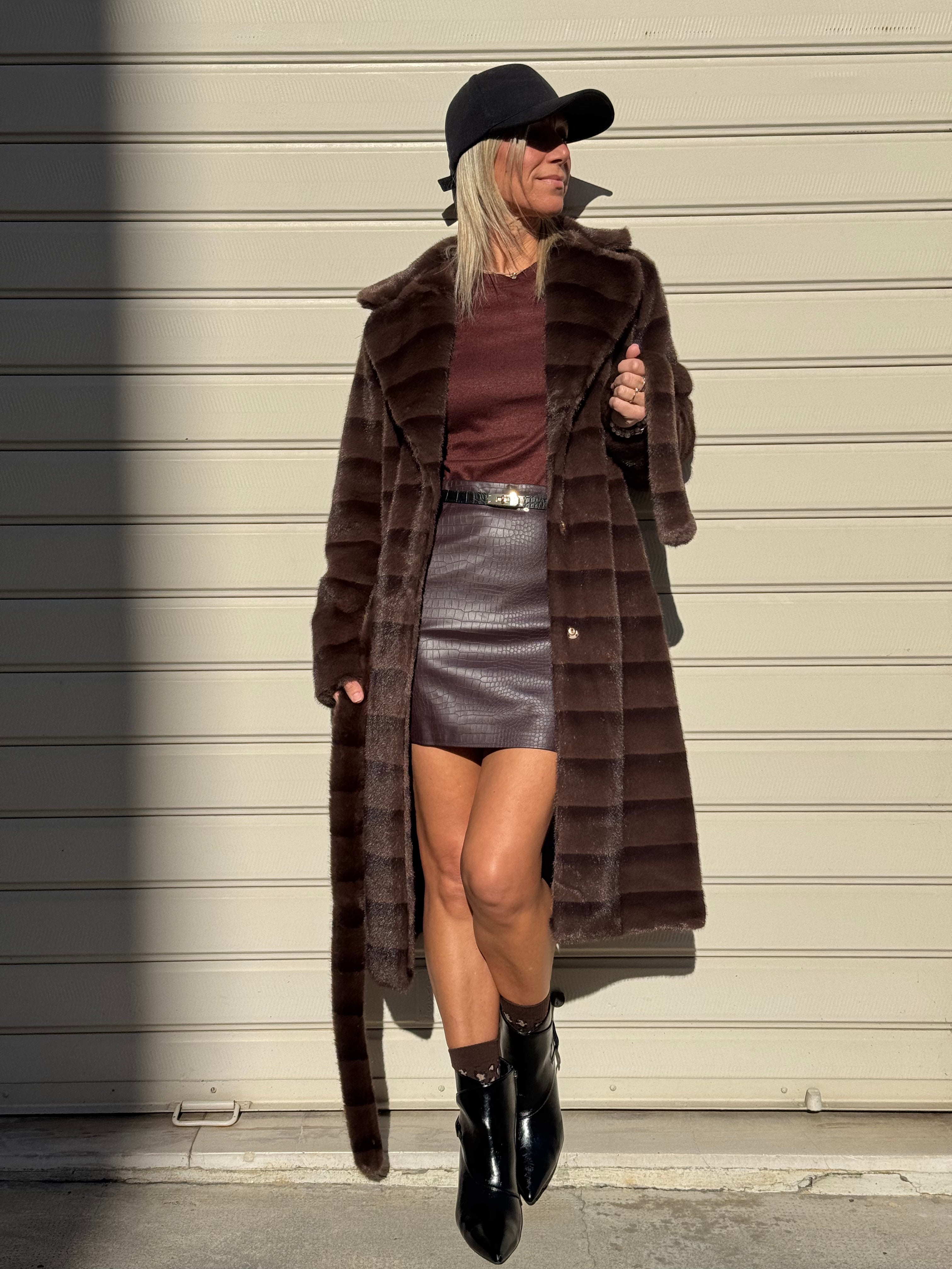 Ecopelliccia midi con fusciacca