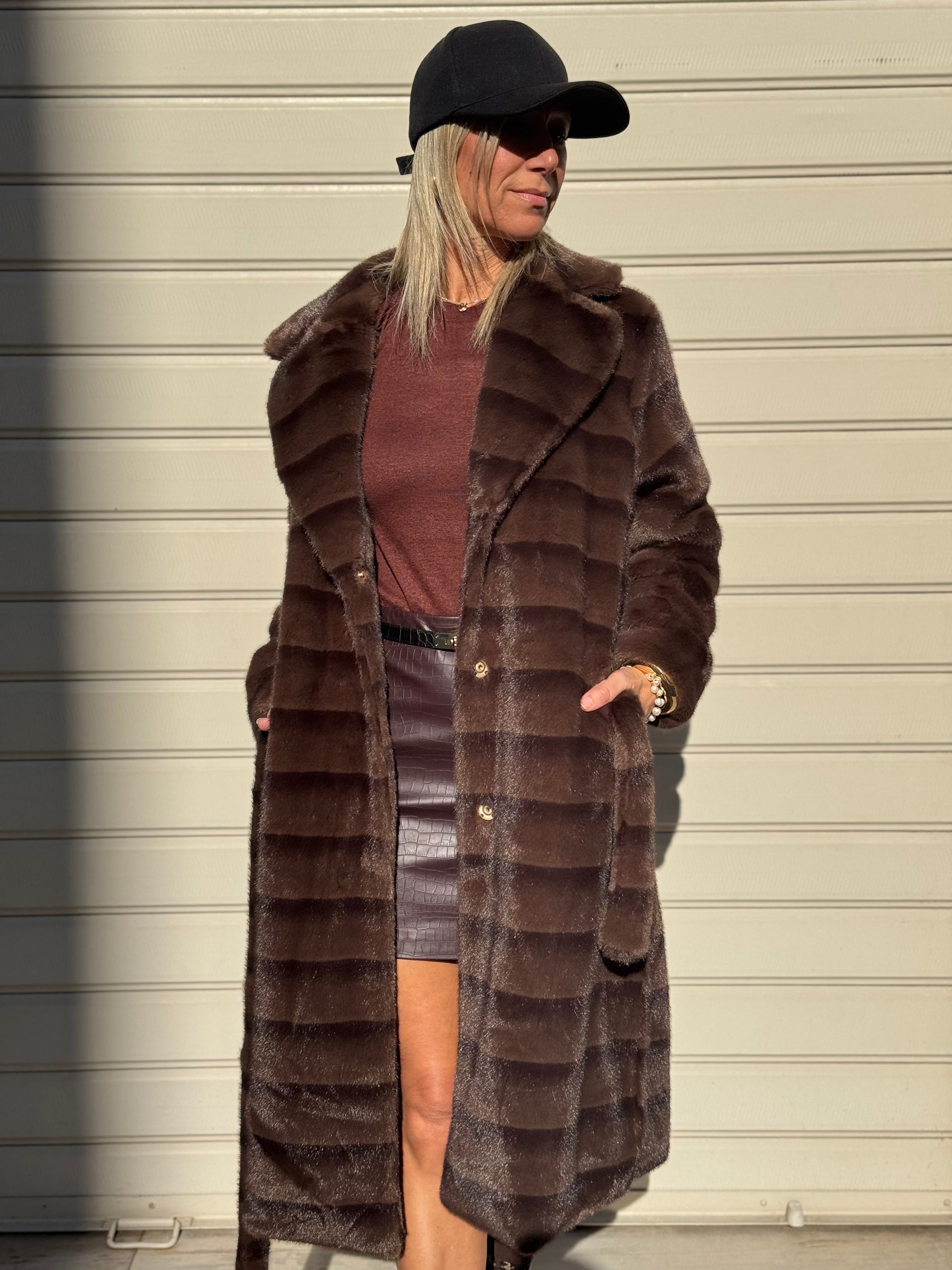 Ecopelliccia midi con fusciacca