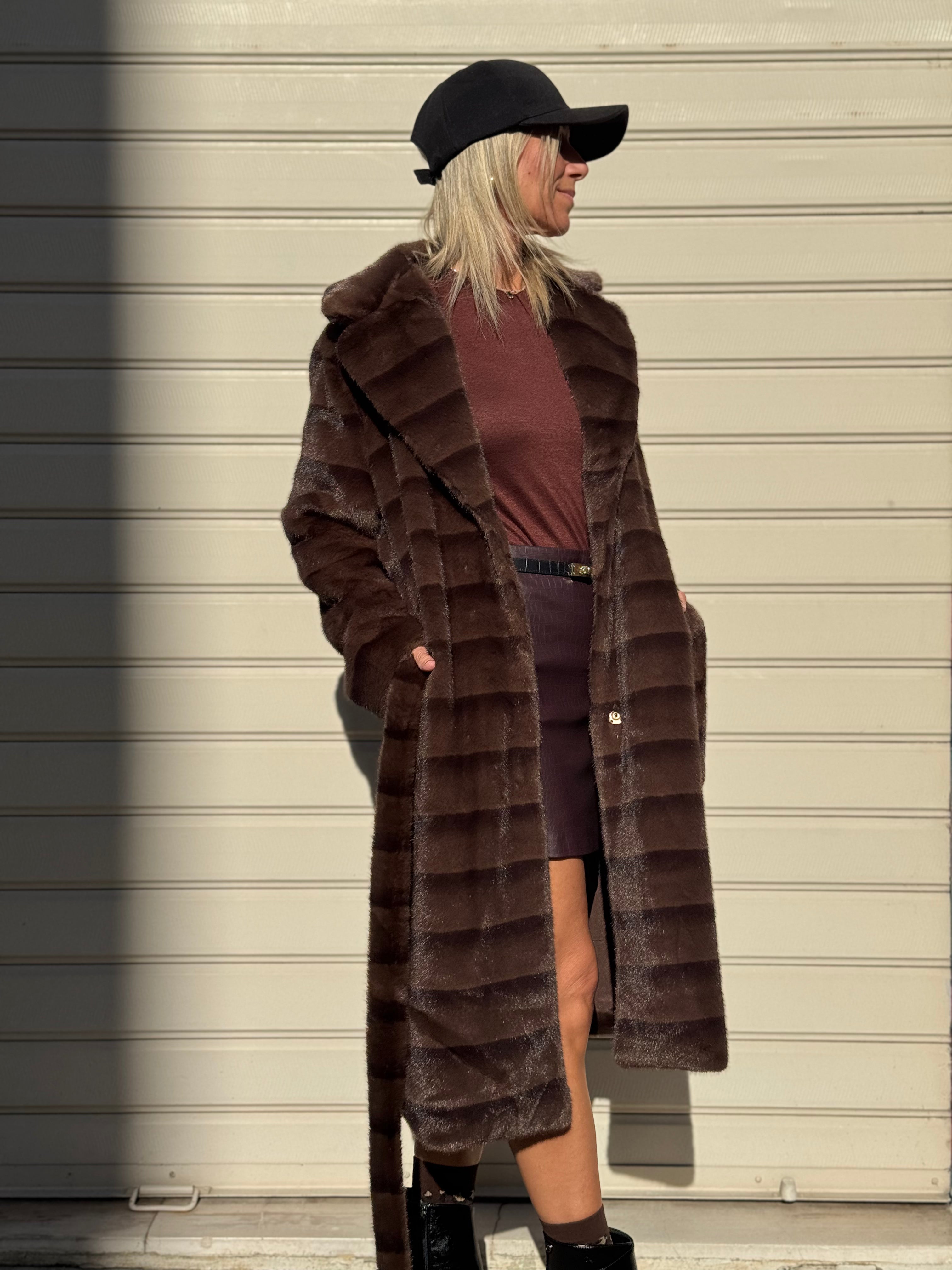 Ecopelliccia midi con fusciacca