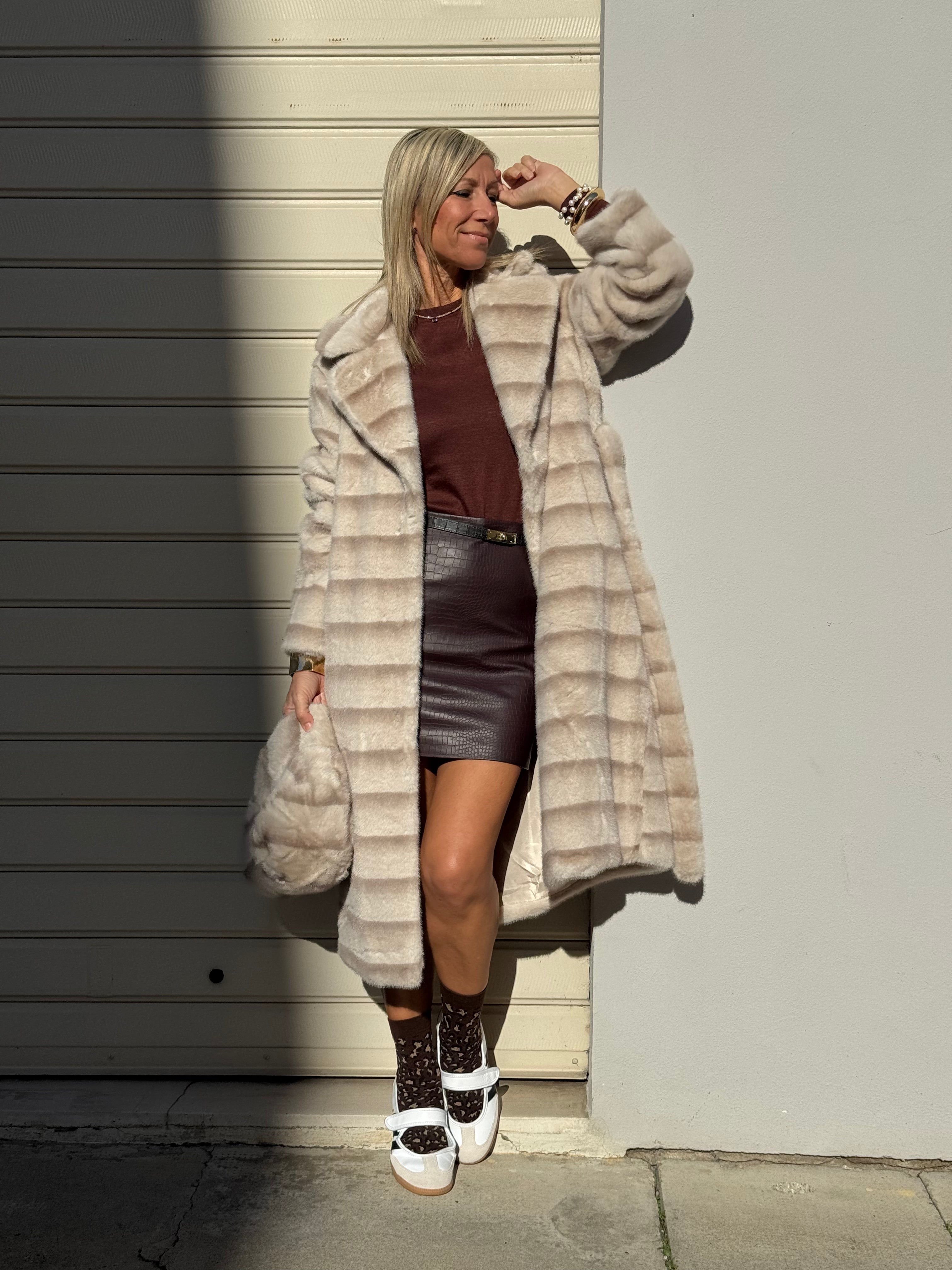 Ecopelliccia midi con fusciacca