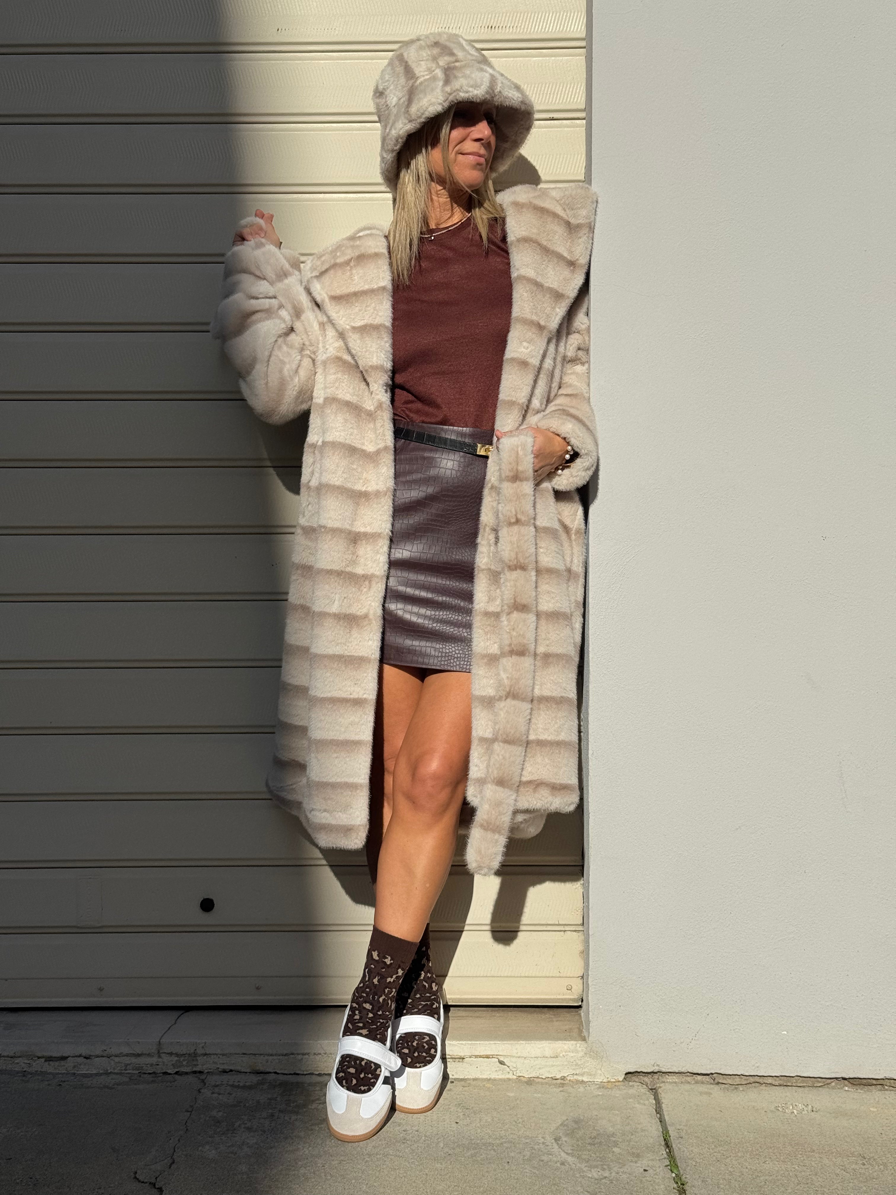 Ecopelliccia midi con fusciacca