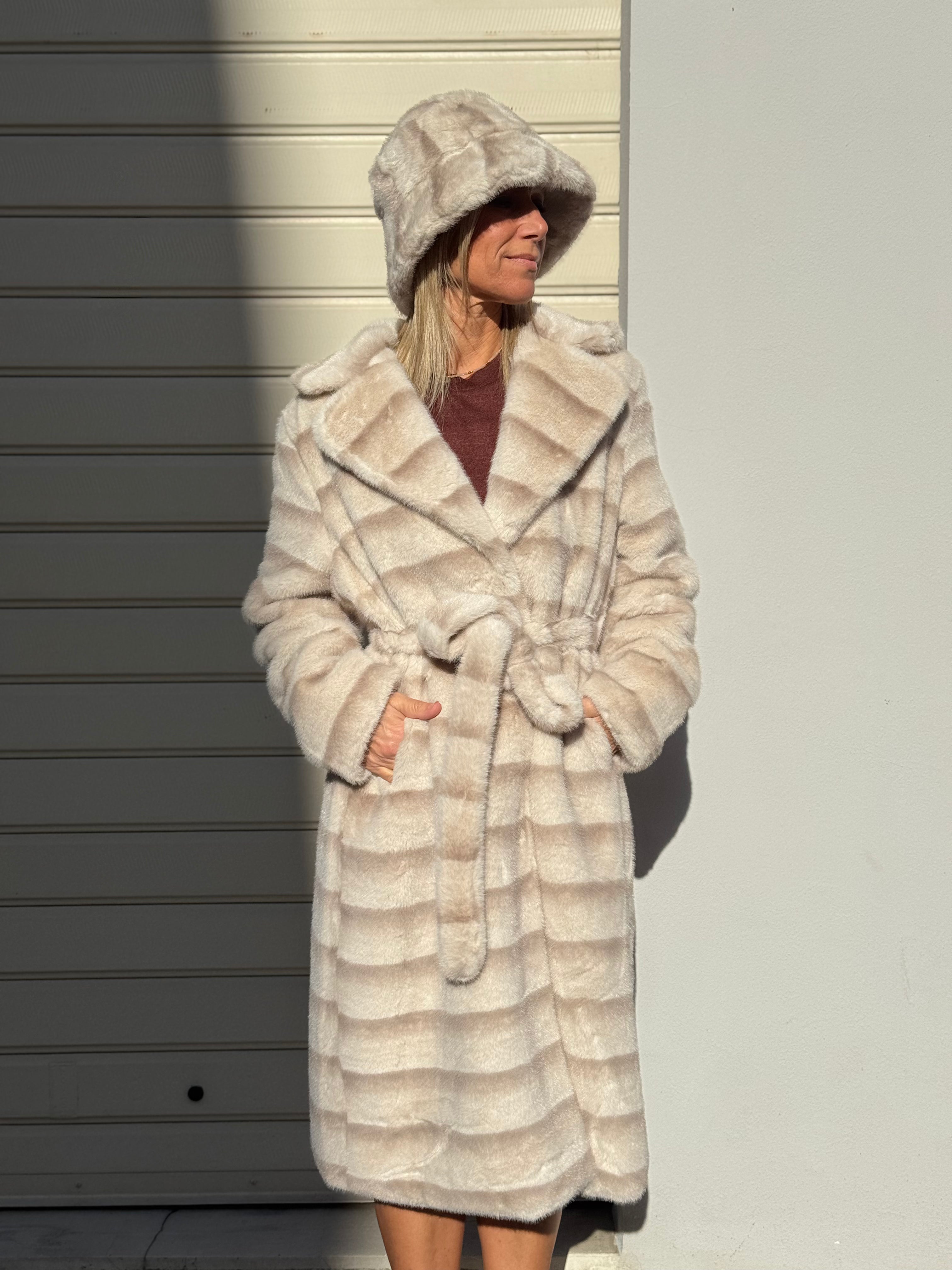 Ecopelliccia midi con fusciacca