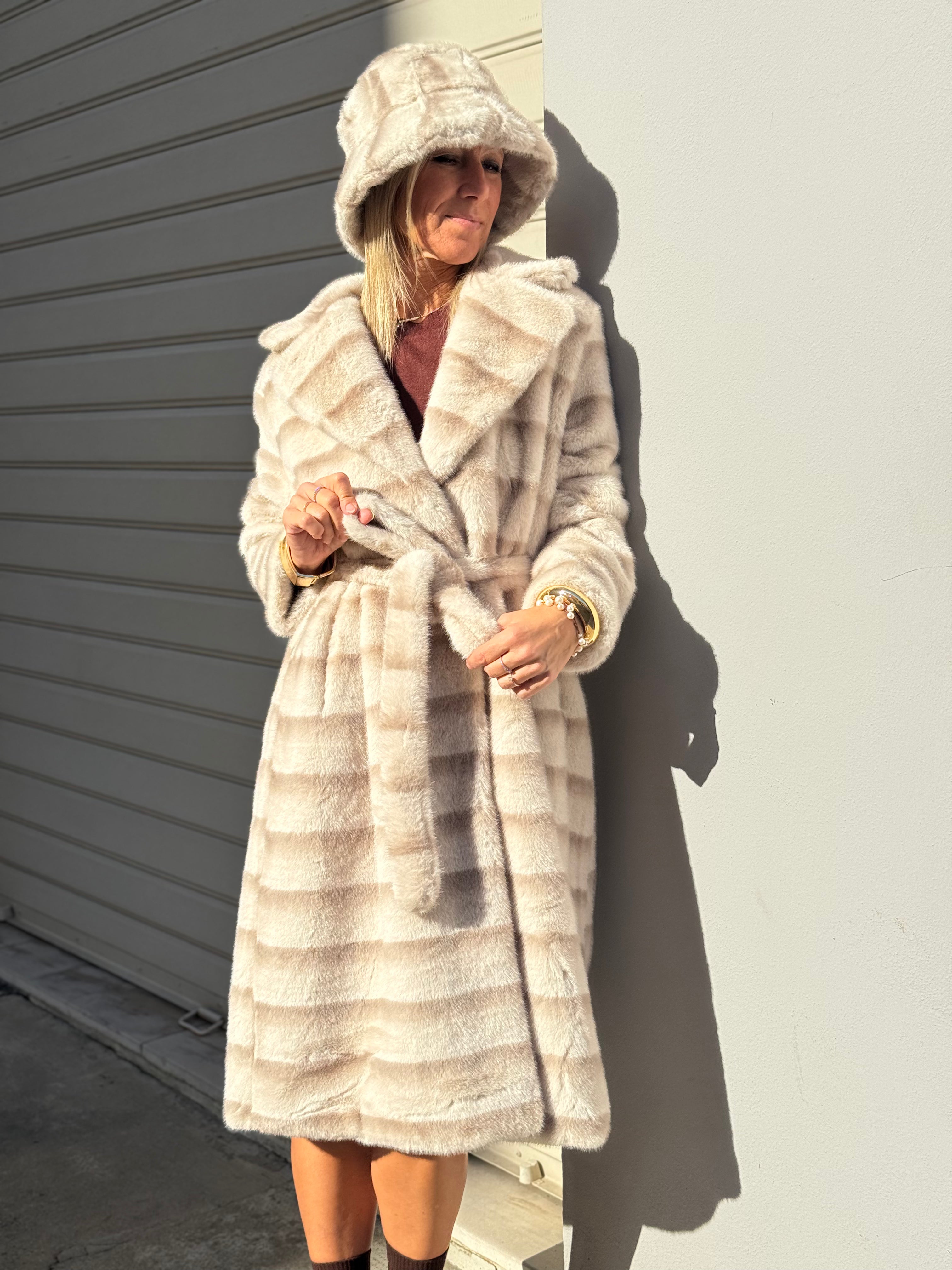 Ecopelliccia midi con fusciacca