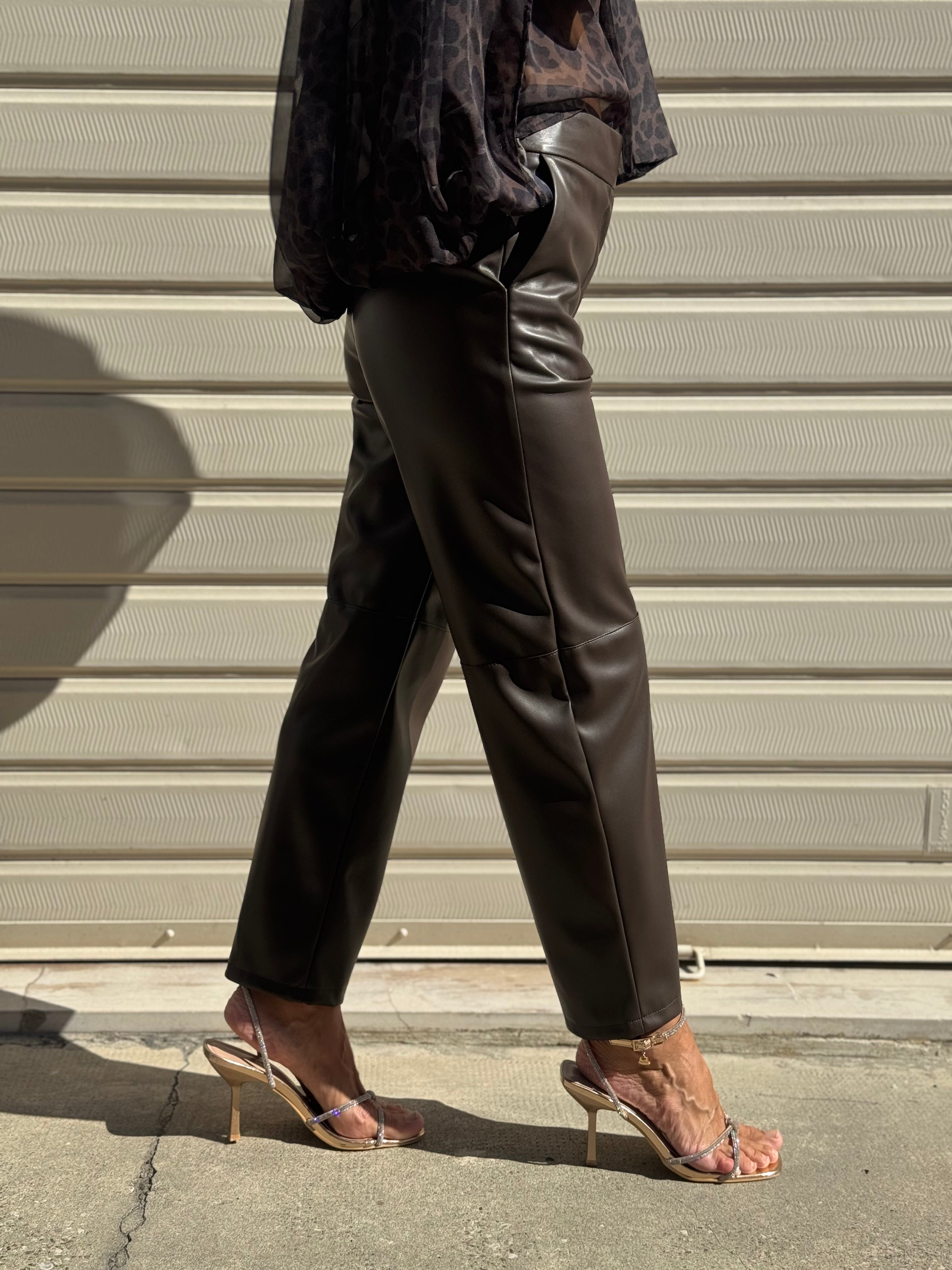 Pantalone ecopelle caffè