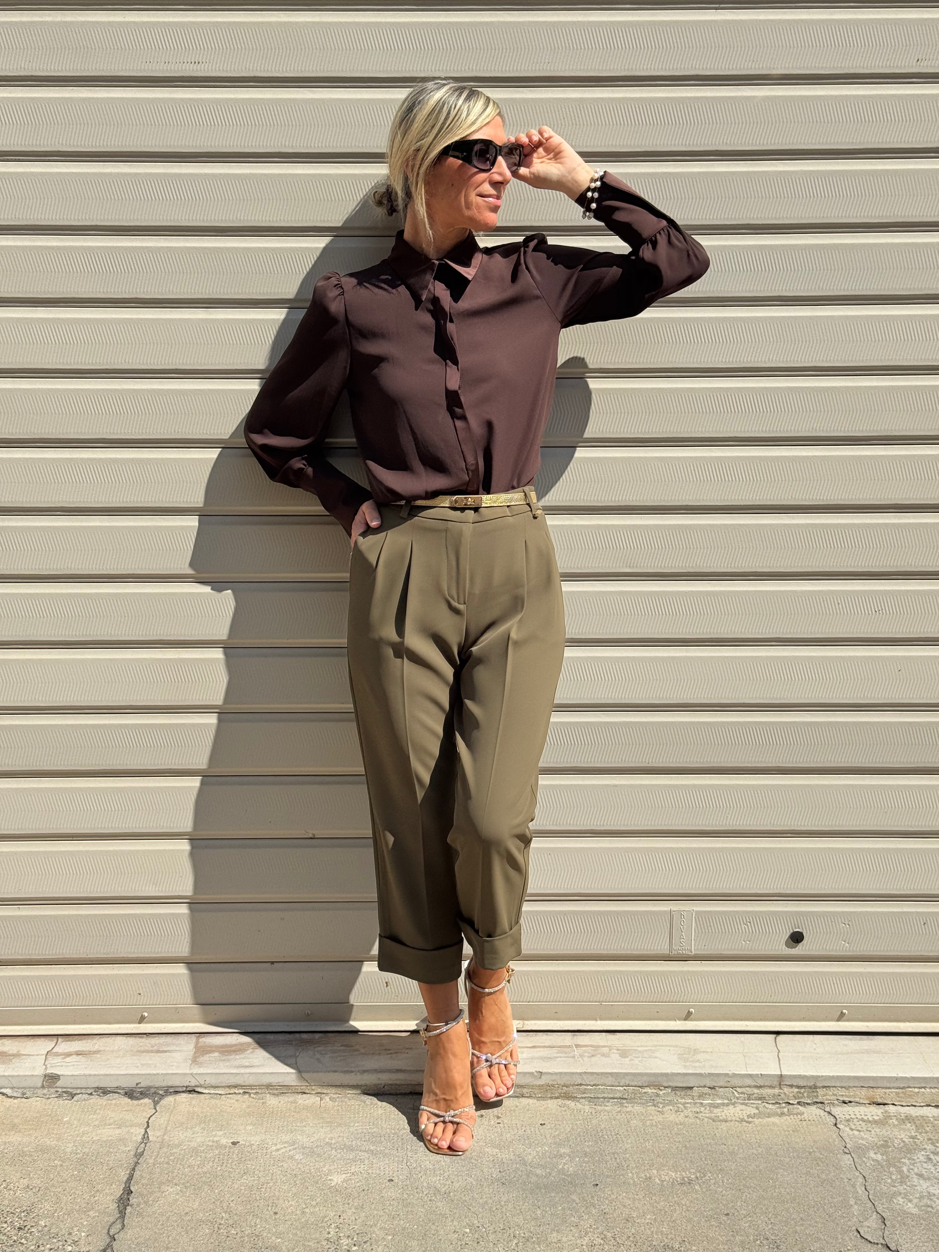 Pantalone cropped risvolto artigli