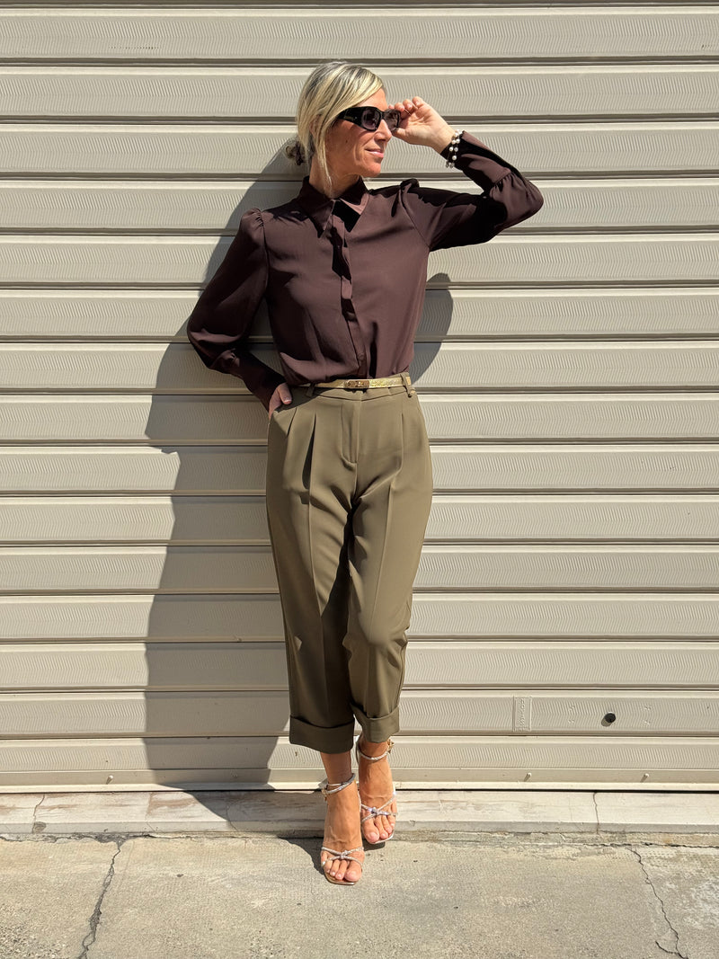 Pantalone cropped risvolto artigli