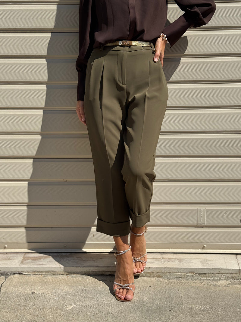 Pantalone cropped risvolto artigli