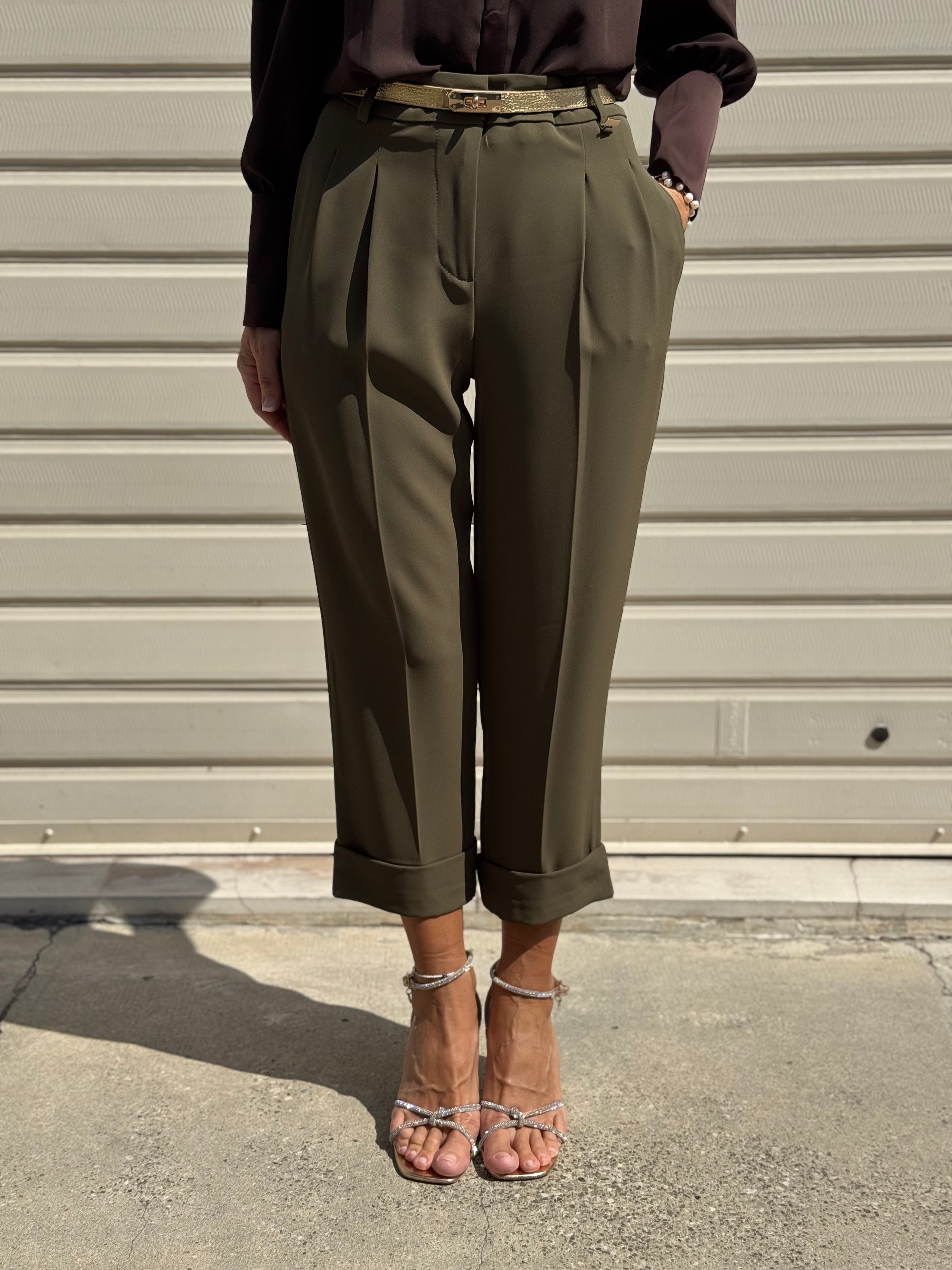 Pantalone cropped risvolto artigli