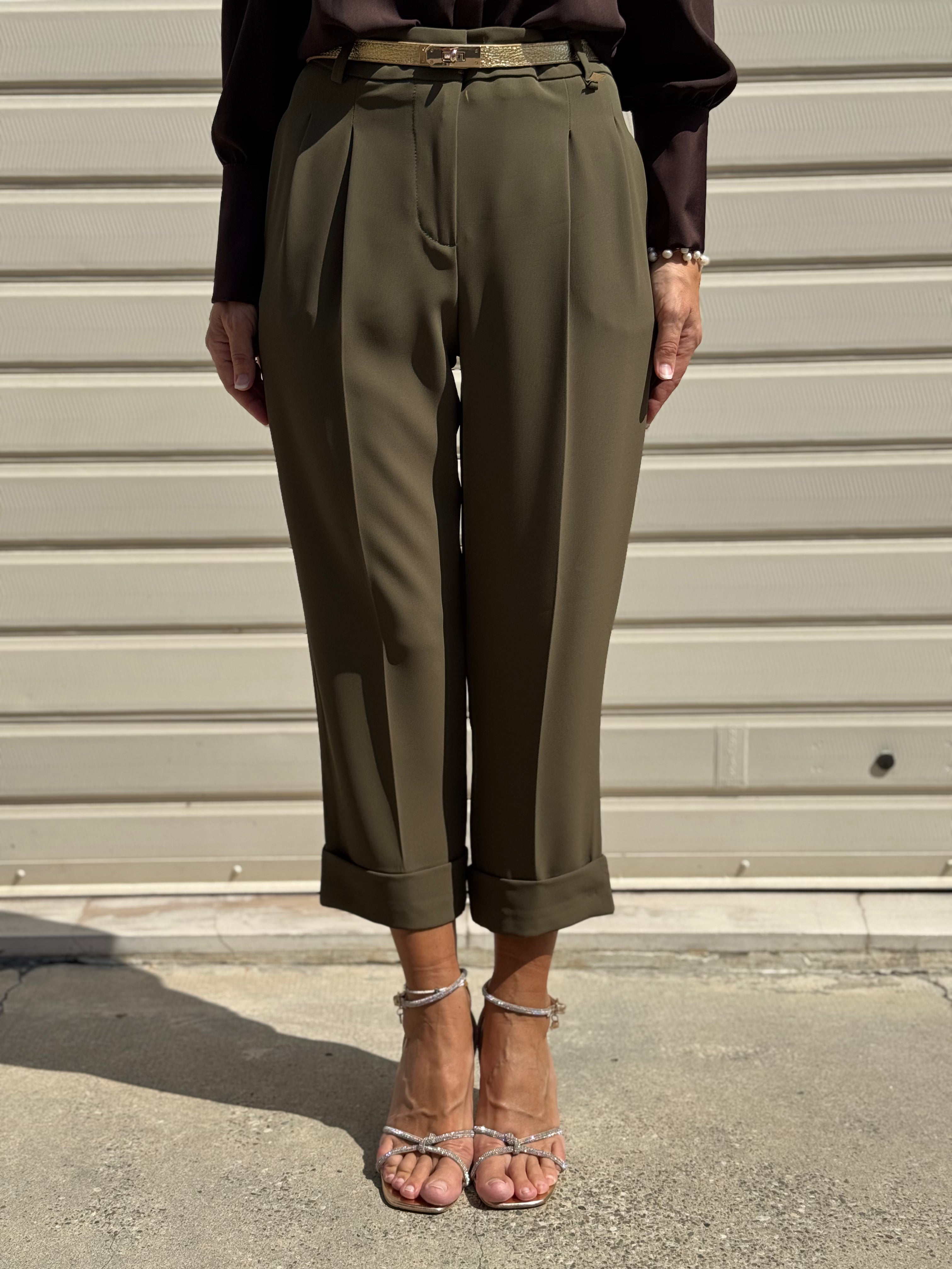 Pantalone cropped risvolto artigli