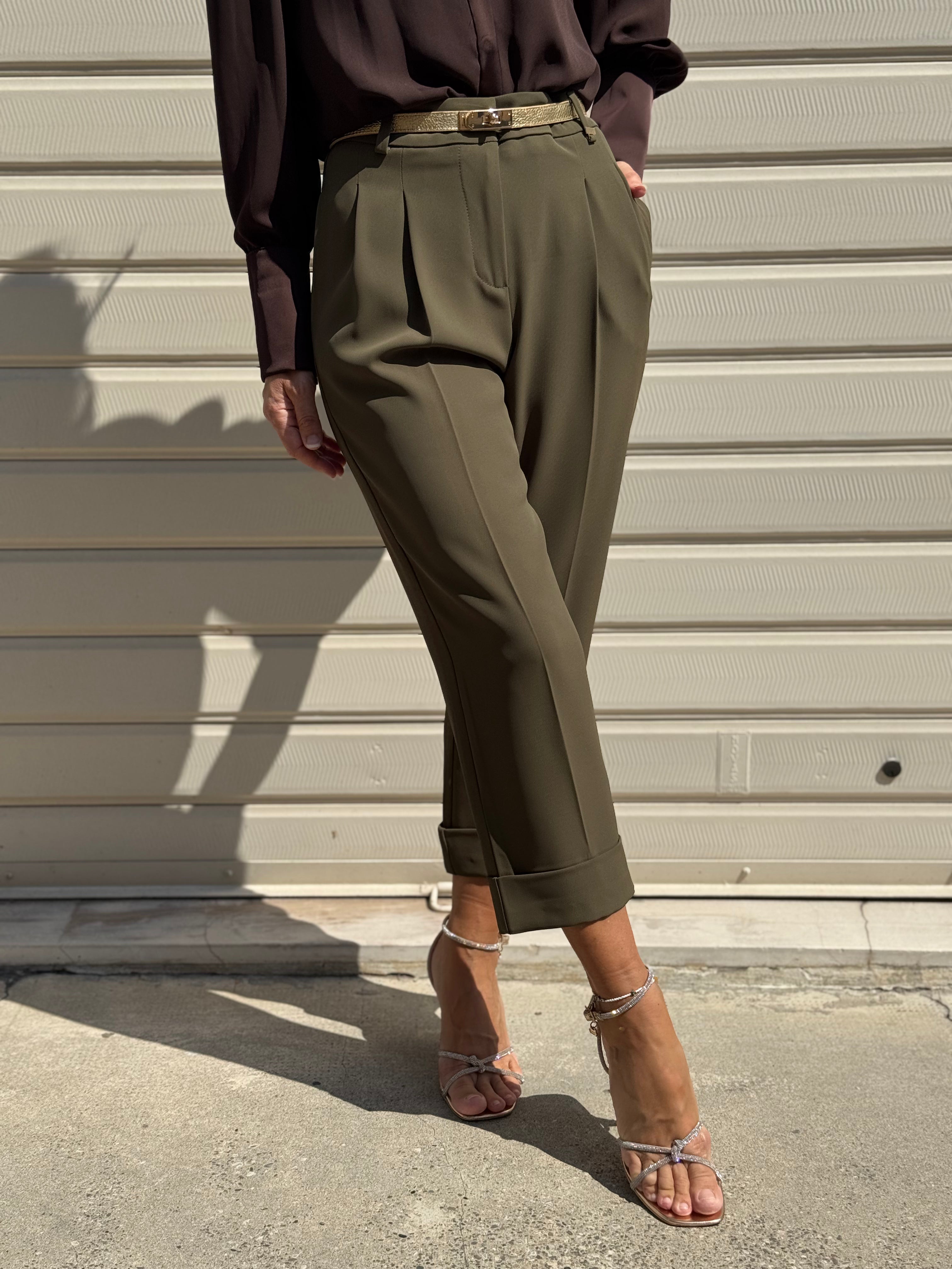 Pantalone cropped risvolto artigli