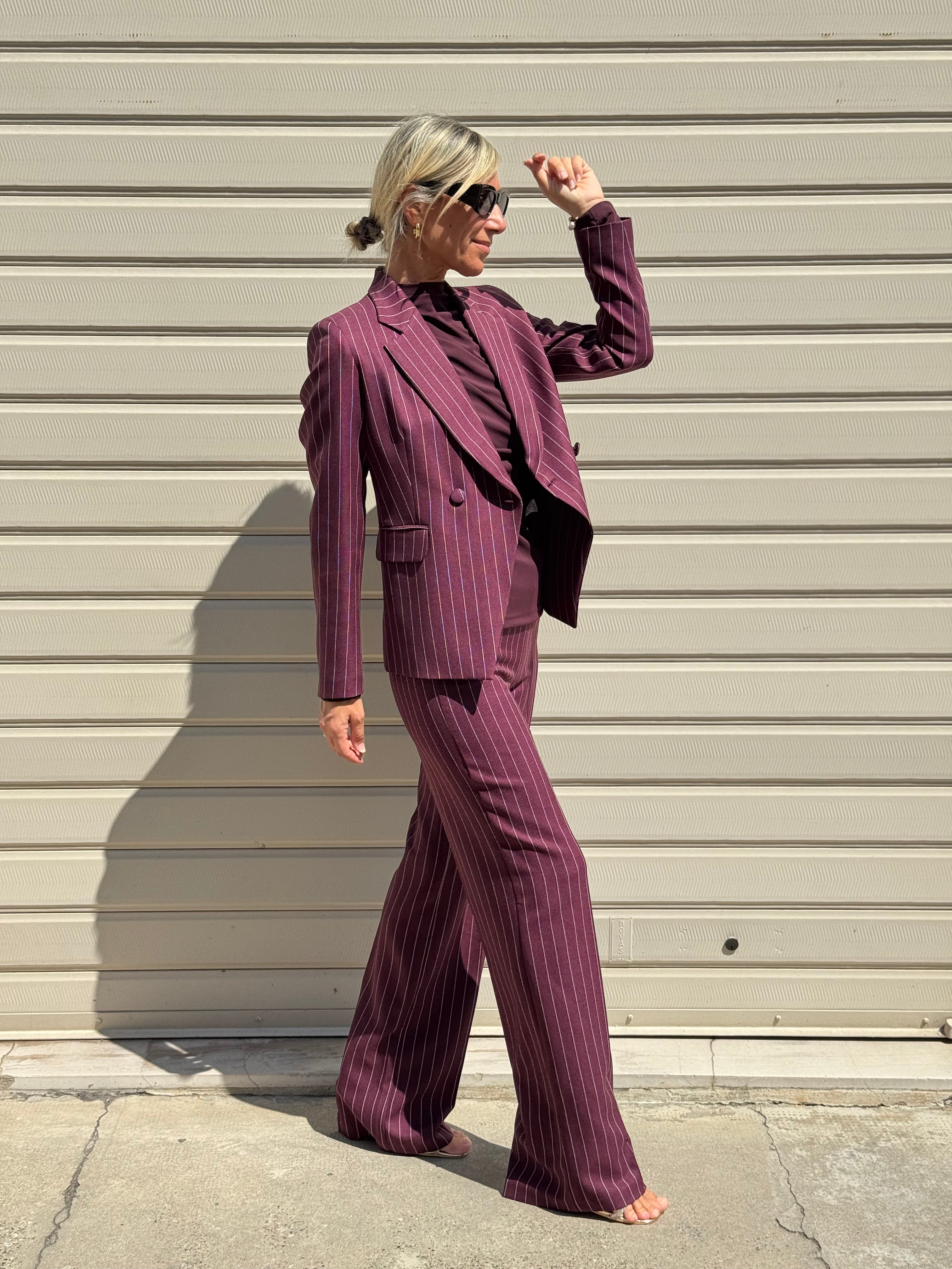 Pantalone palazzo gessato artigli