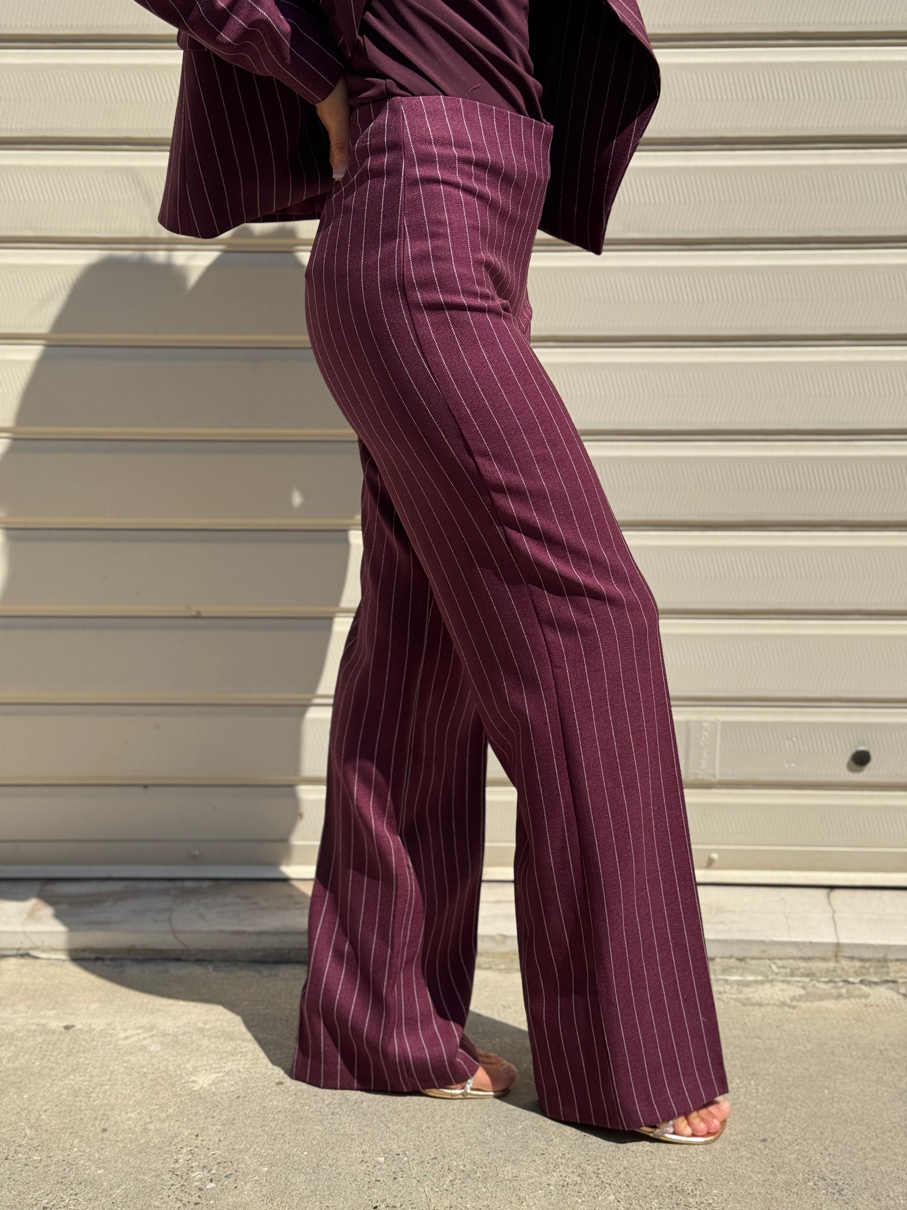 Pantalone palazzo gessato artigli
