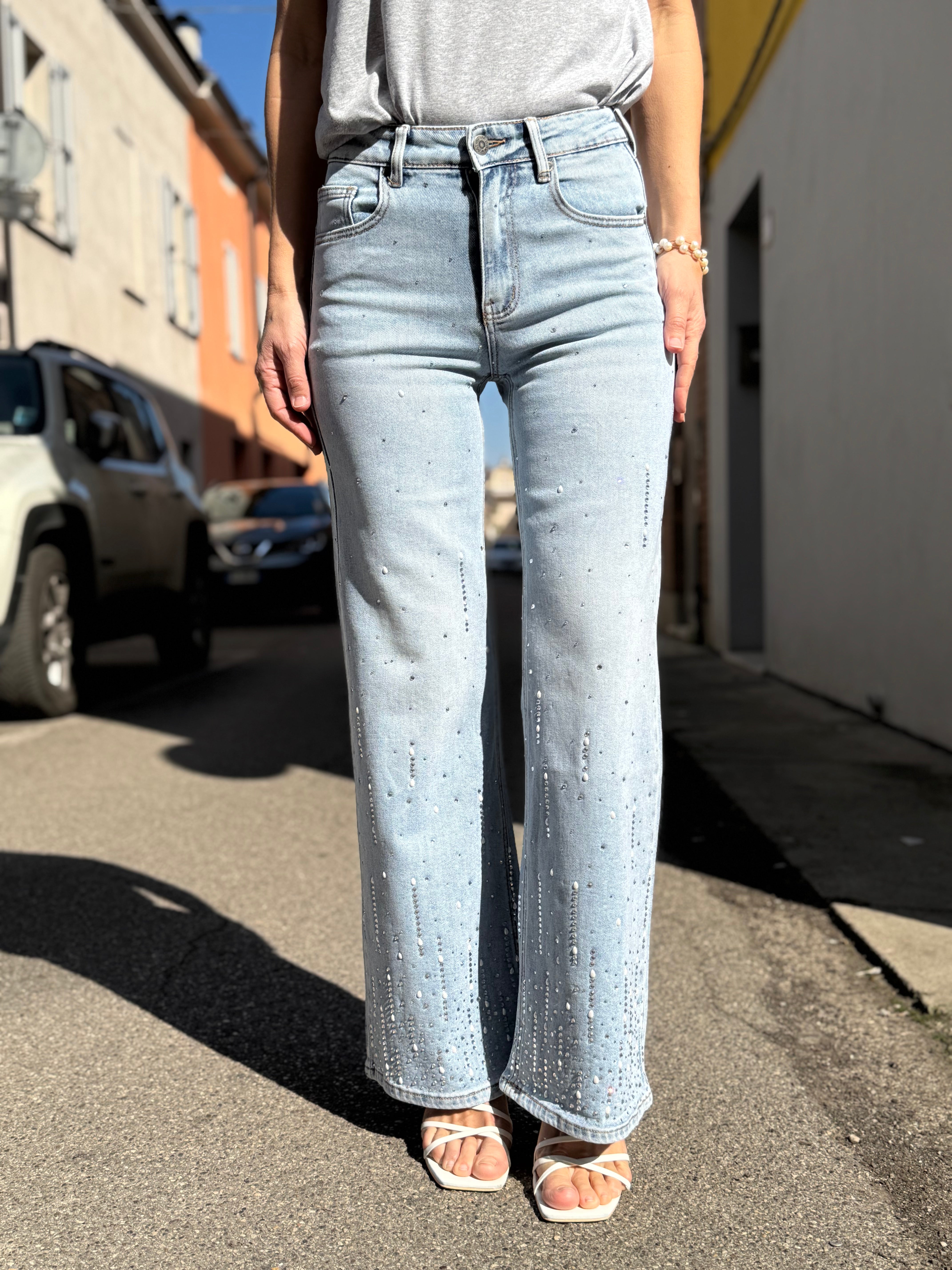 Jeans strass e perle mimì