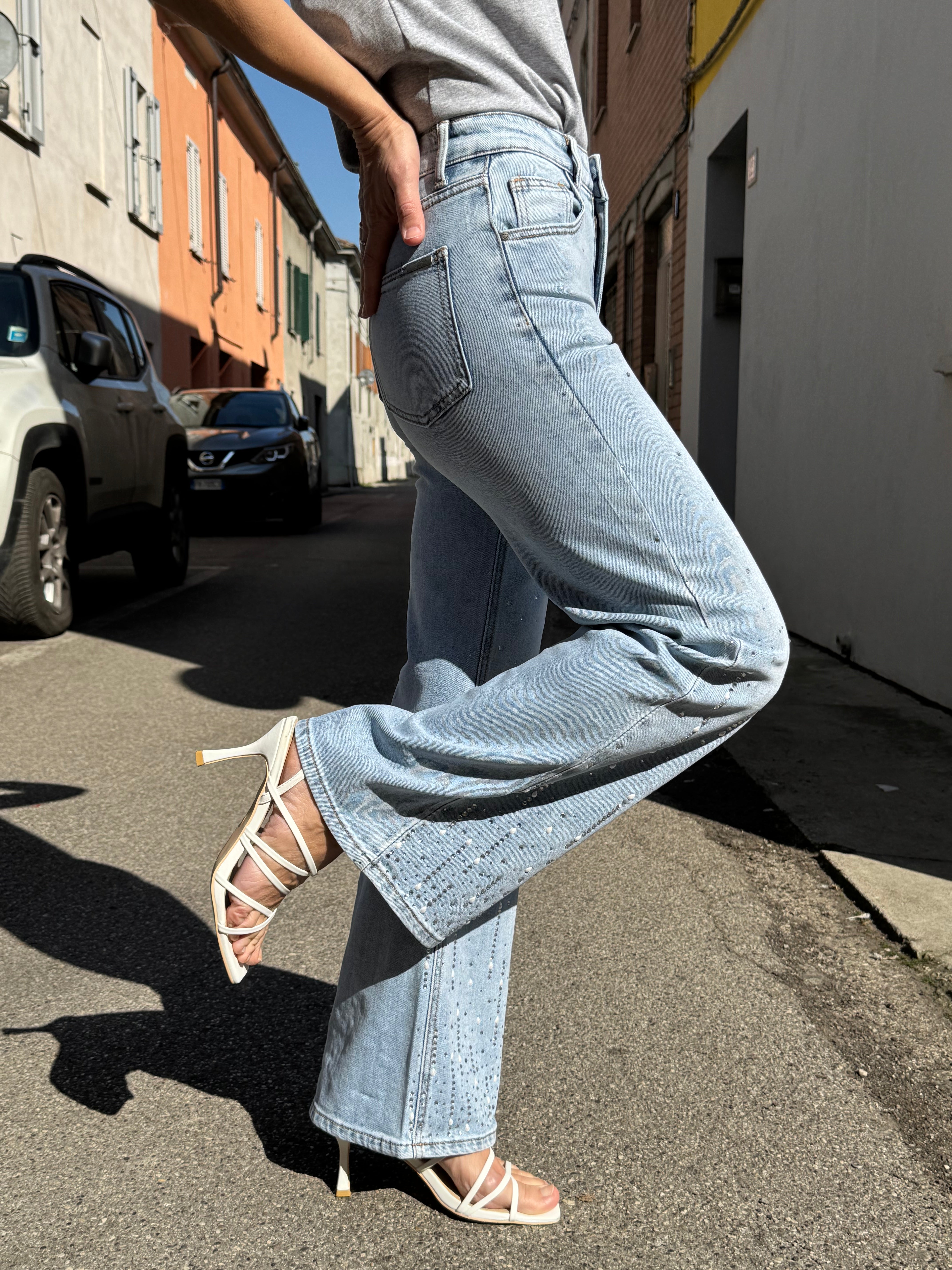 Jeans strass e perle mimì