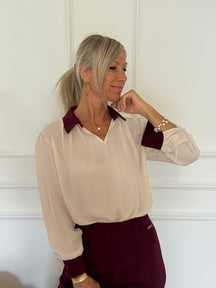 Blusa colletto e polsini a contrasto mimì