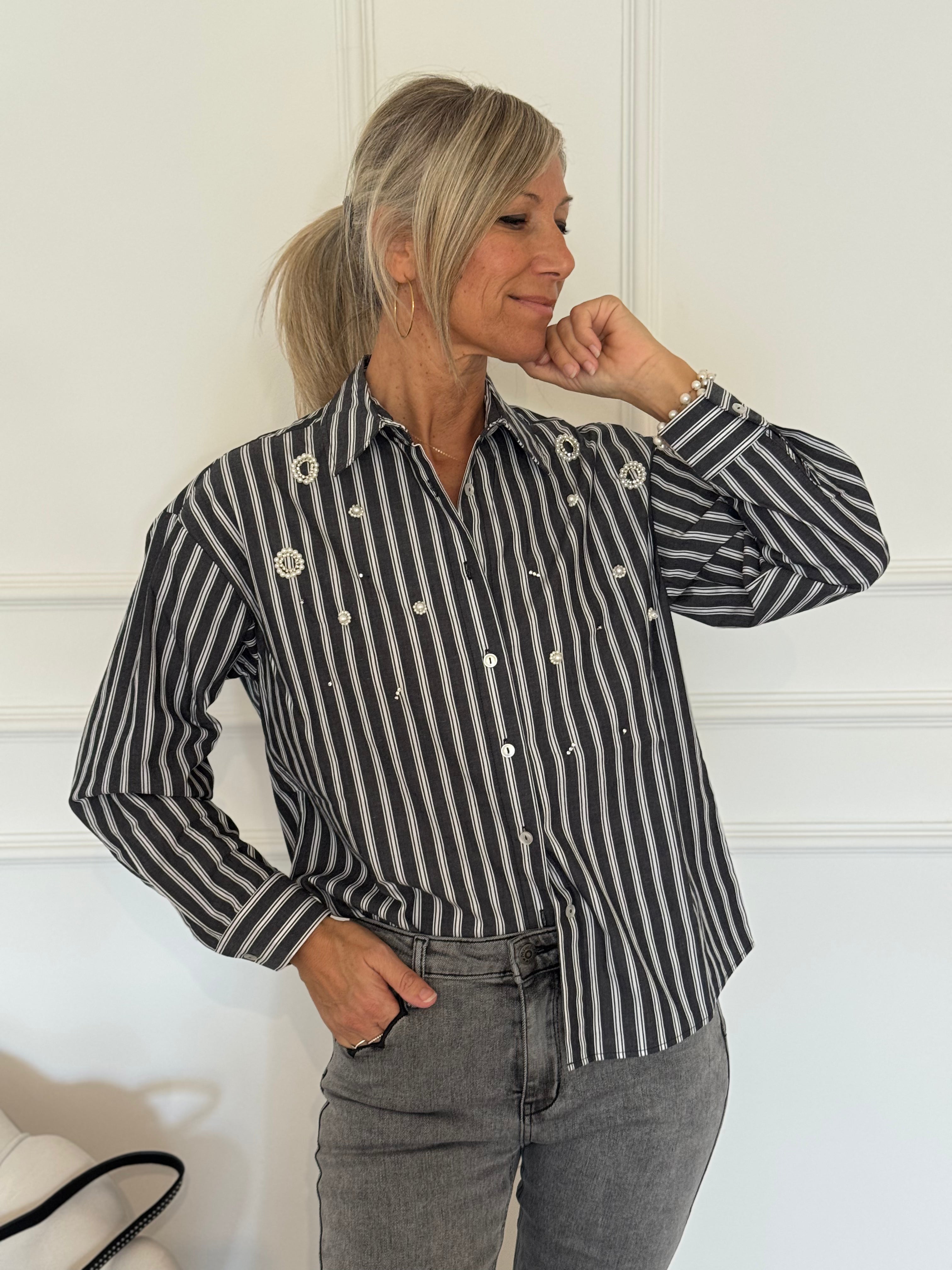 Camicia righe perle mimì