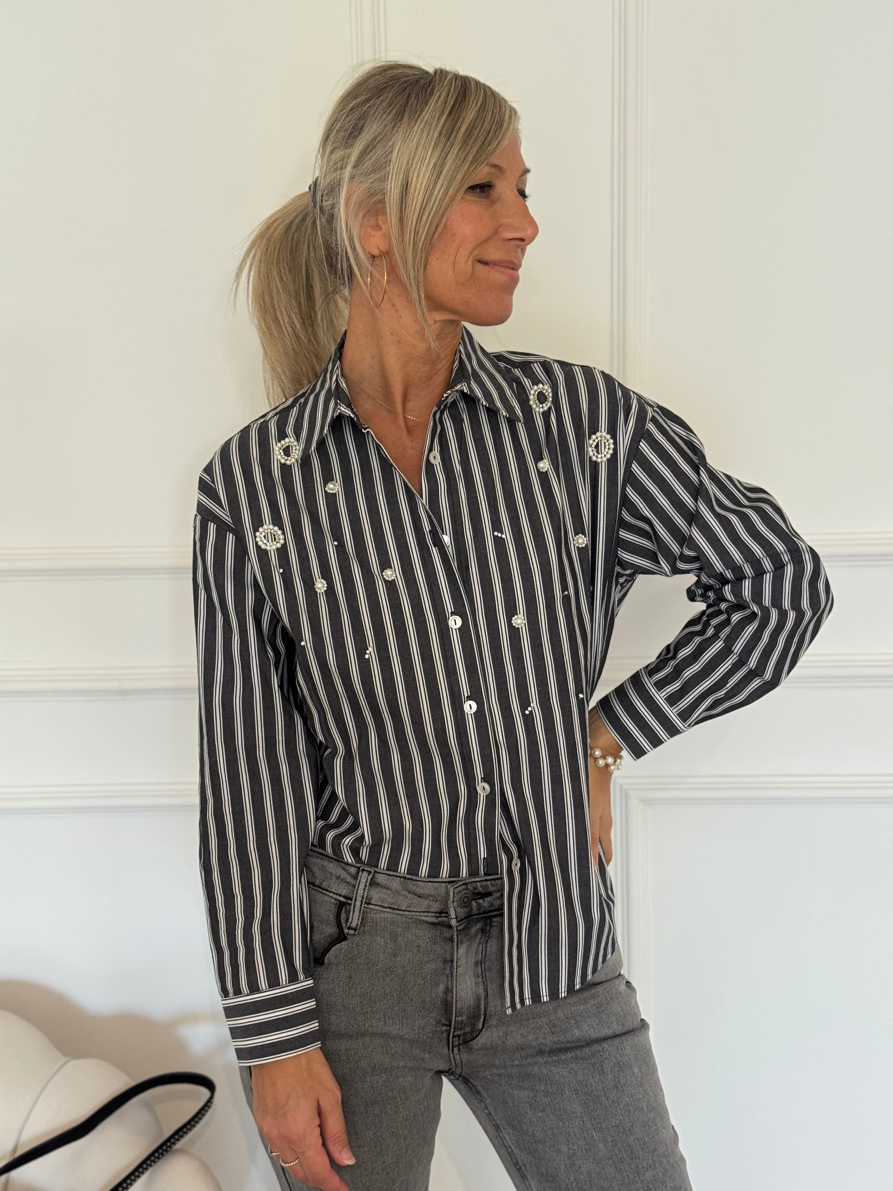 Camicia righe perle mimì