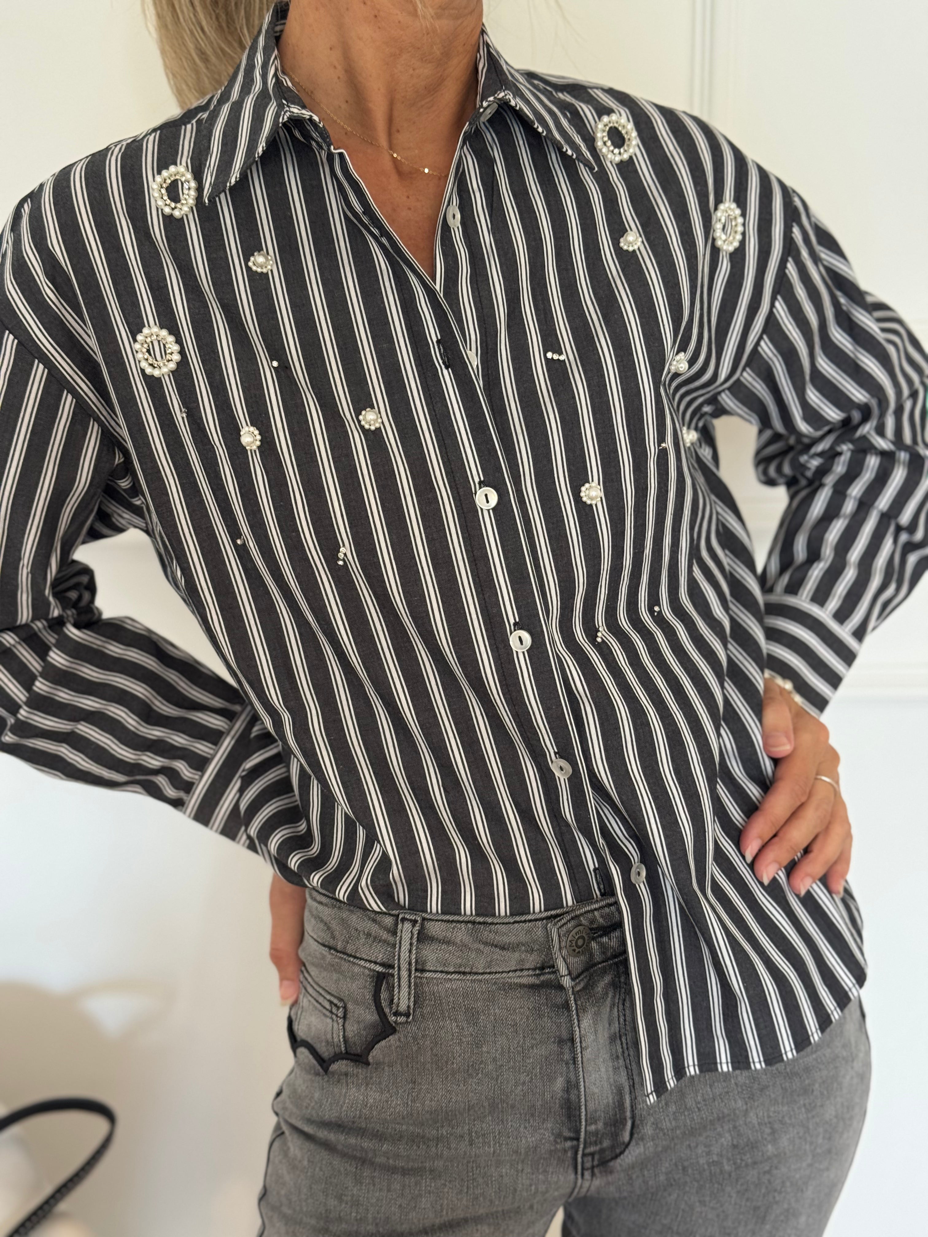 Camicia righe perle mimì