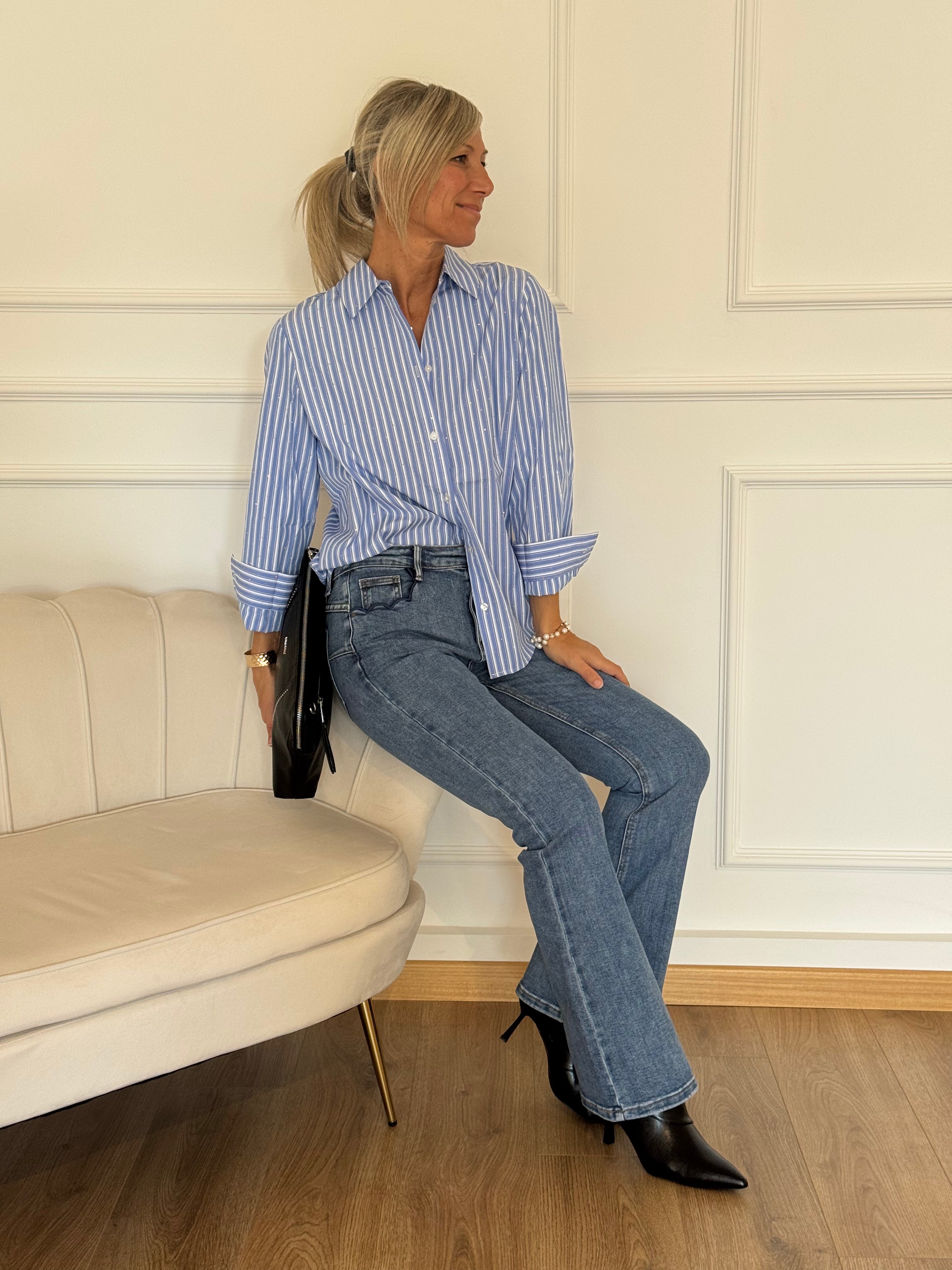 Camicia righe strass mimì