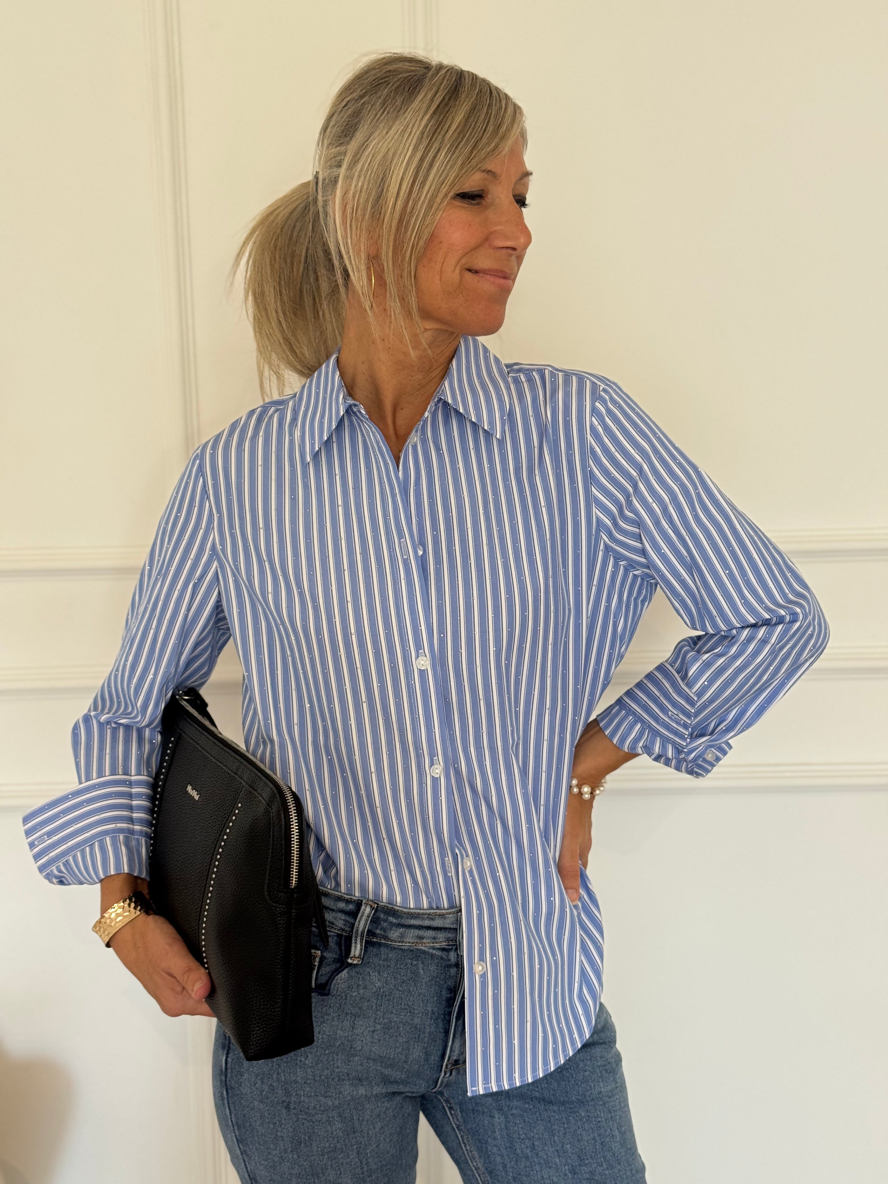 Camicia righe strass mimì