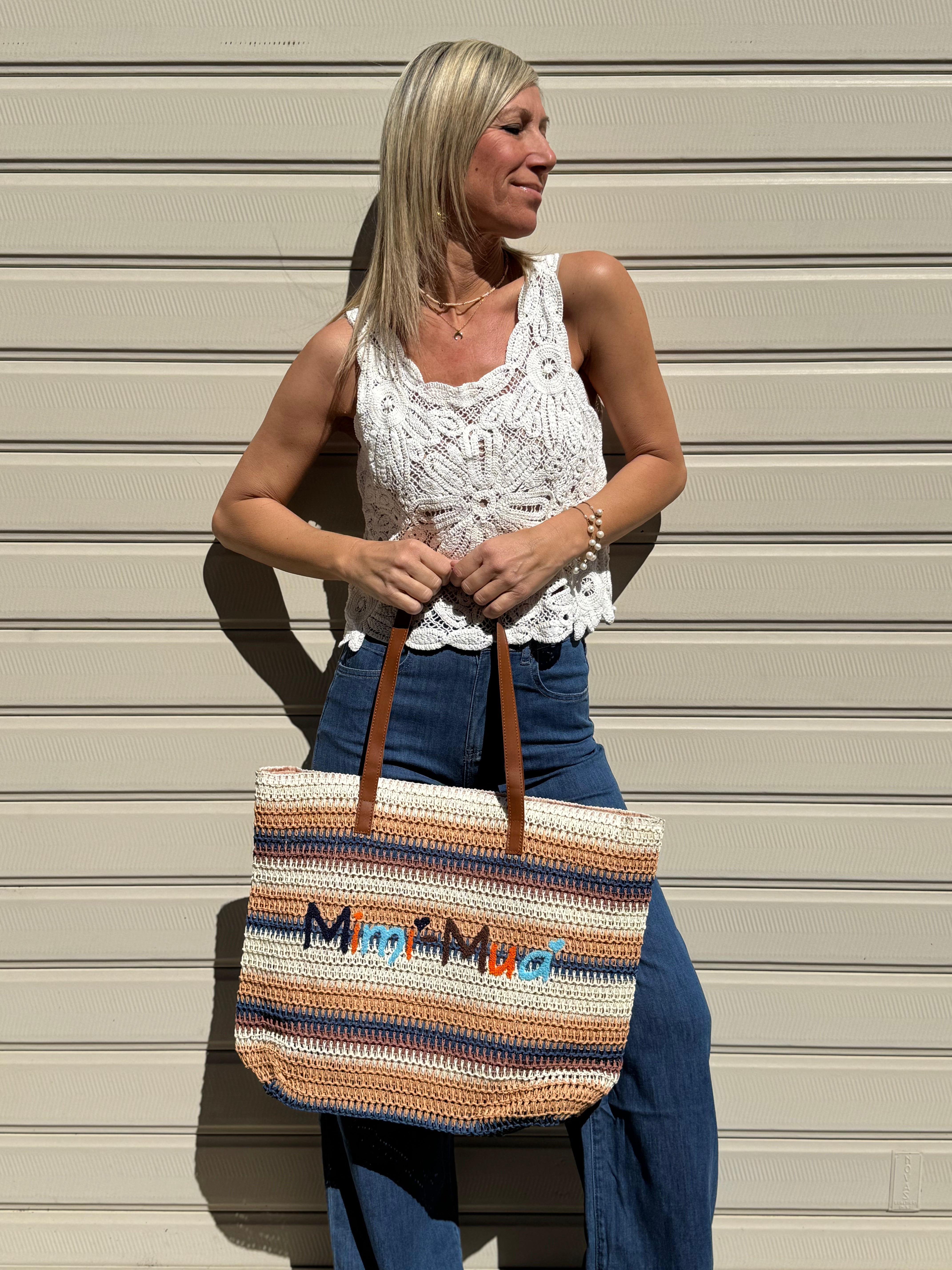 Borsa righe rafia mimì