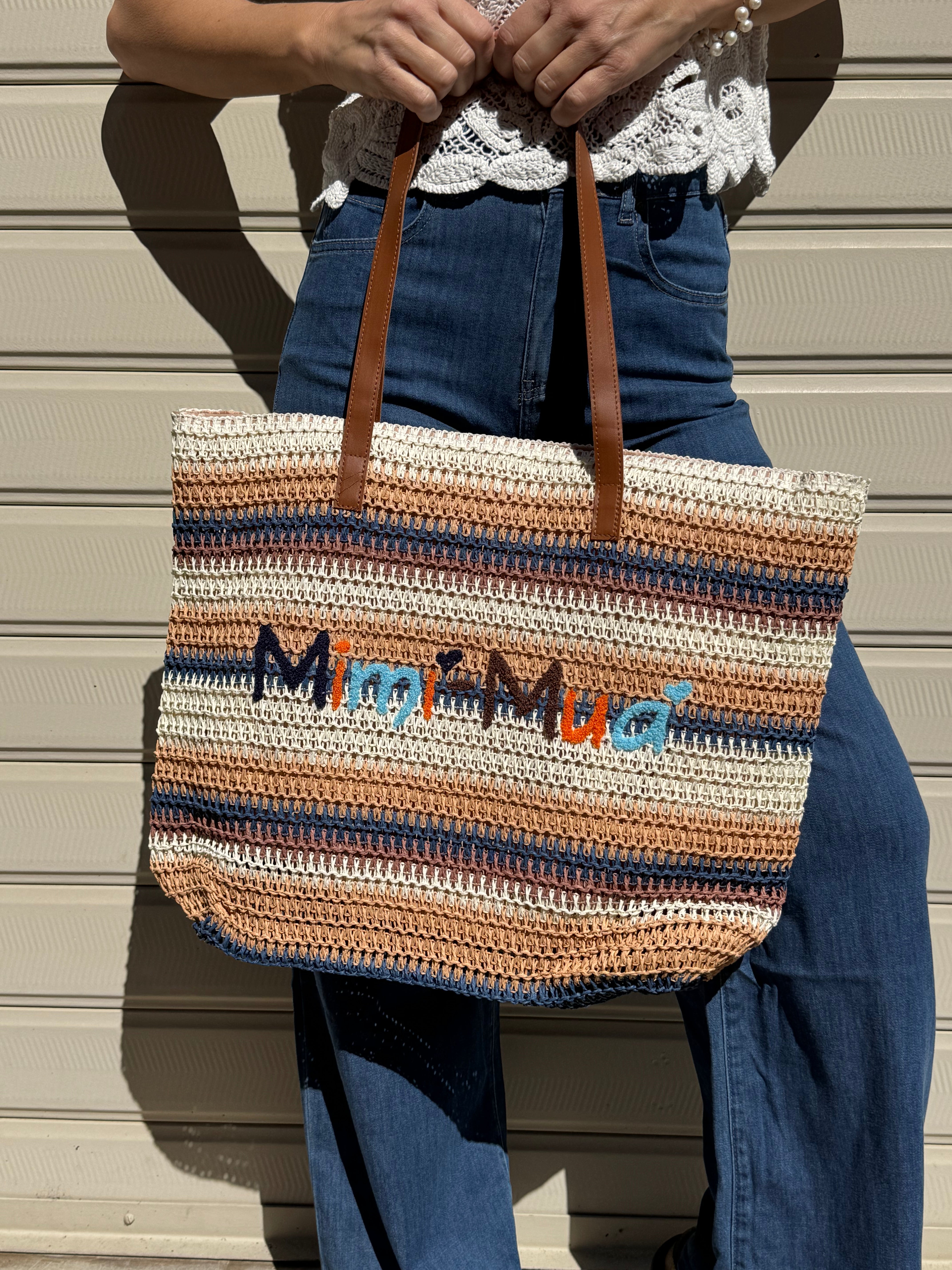 Borsa righe rafia mimì