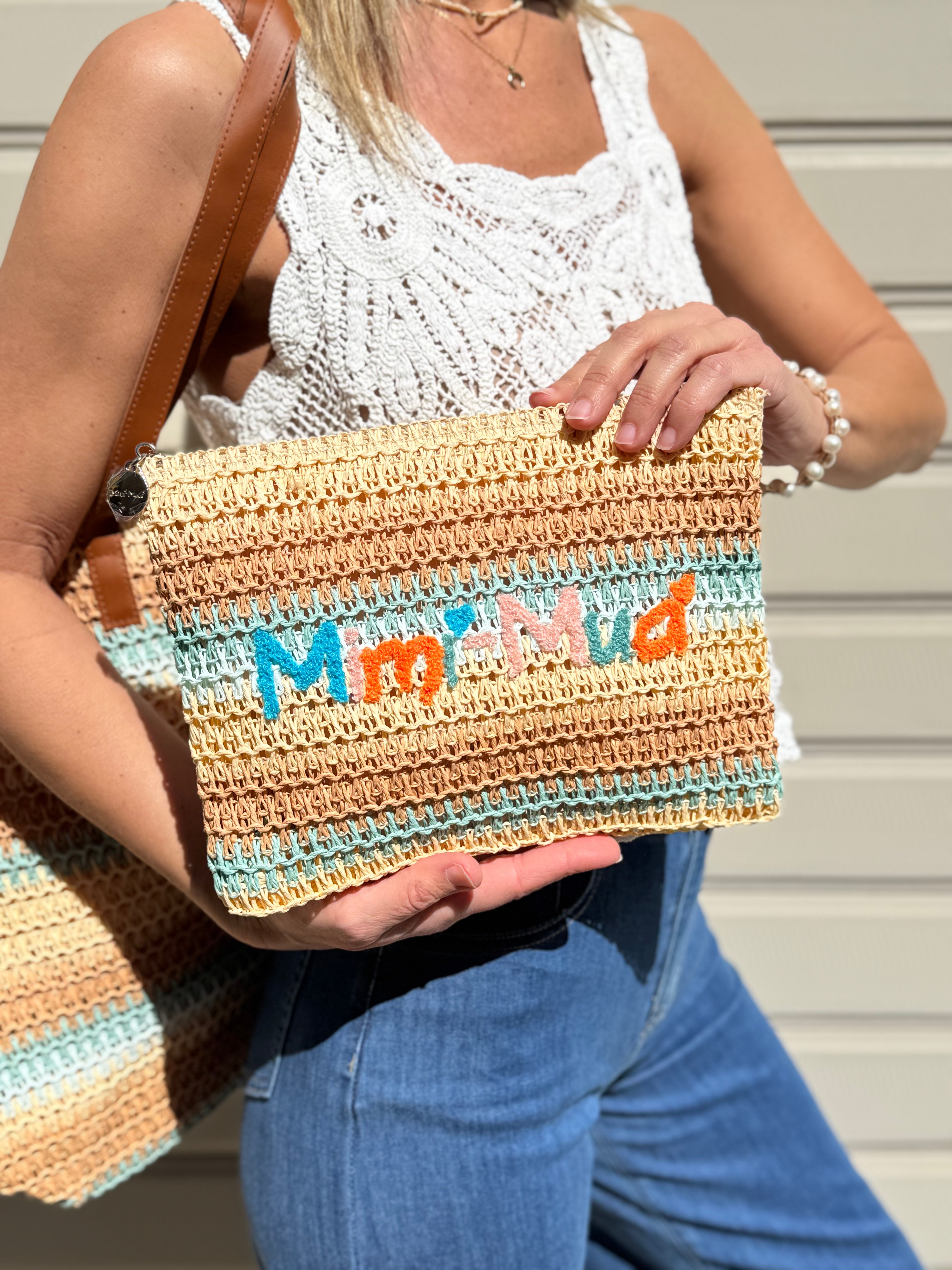 Pochette righe rafia mimì