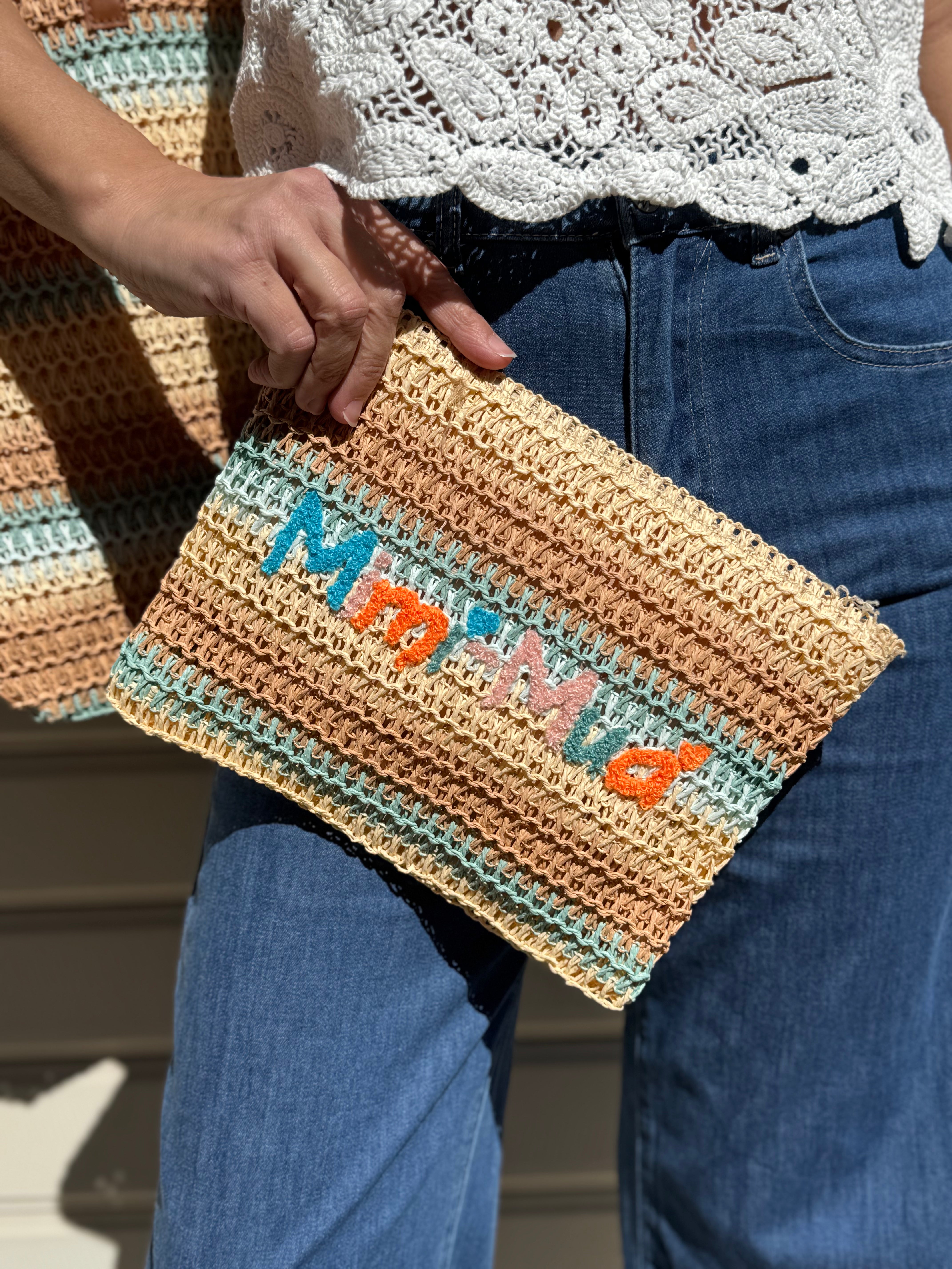 Pochette righe rafia mimì