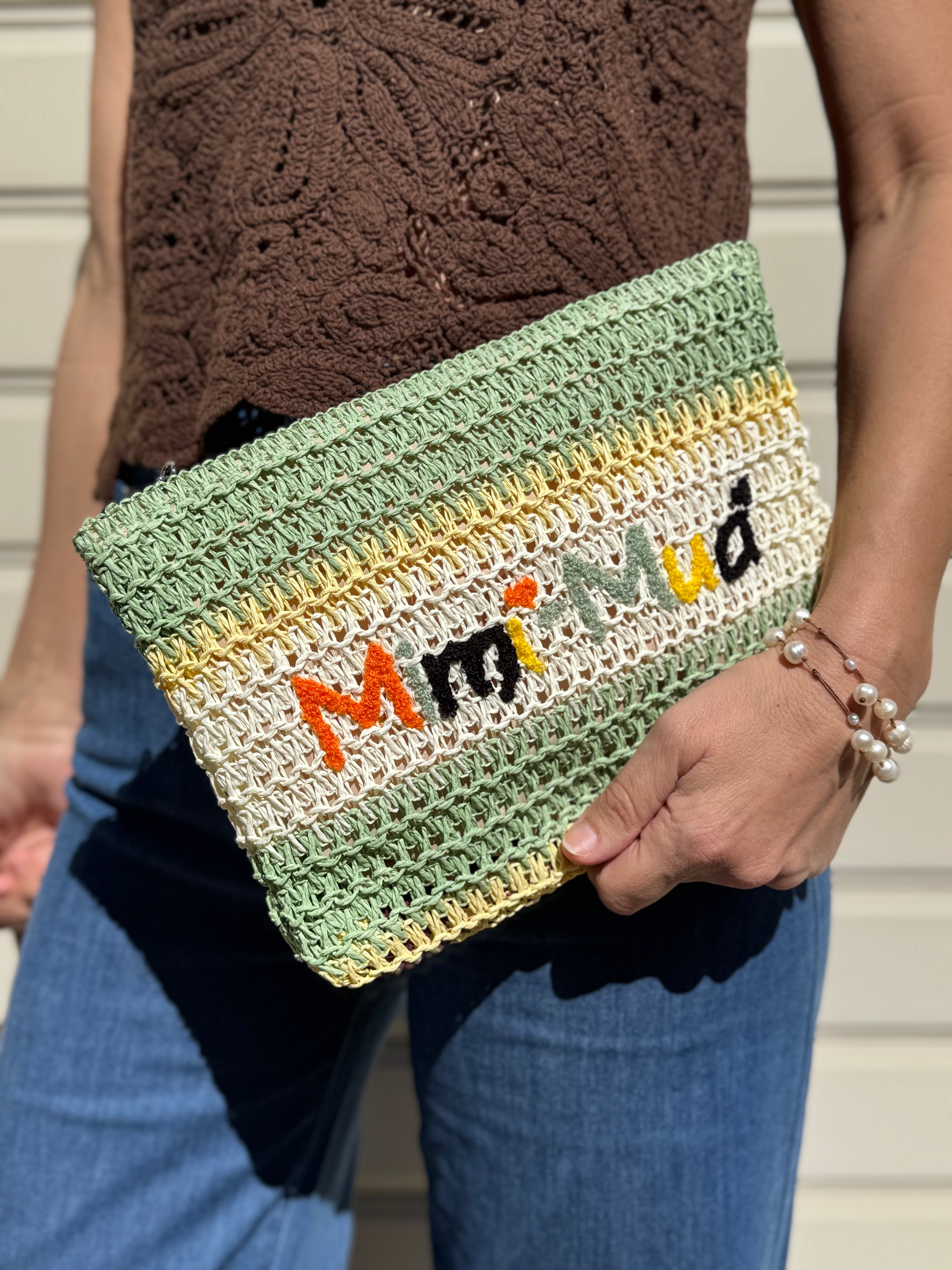 Pochette righe rafia mimì