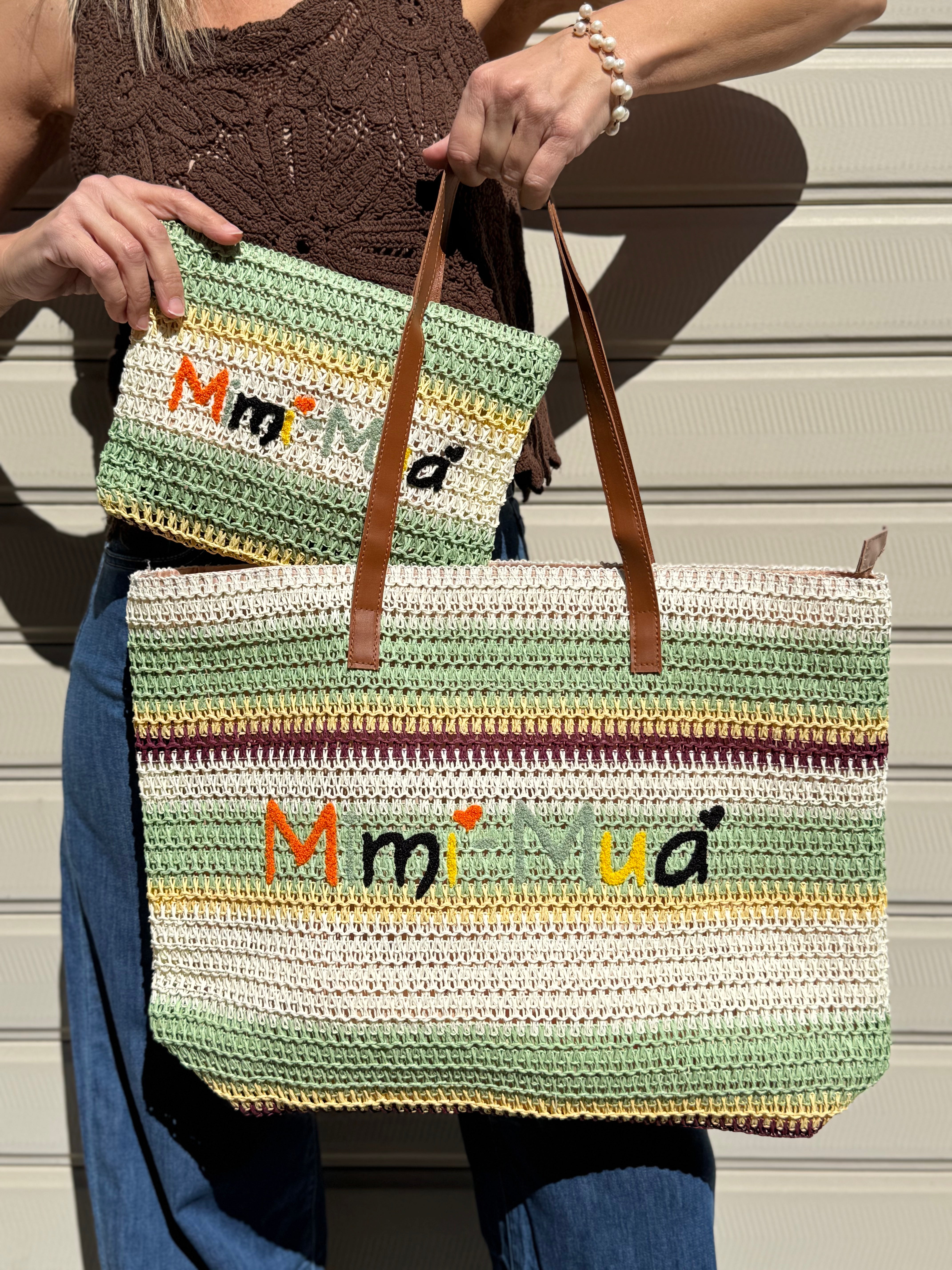 Pochette righe rafia mimì