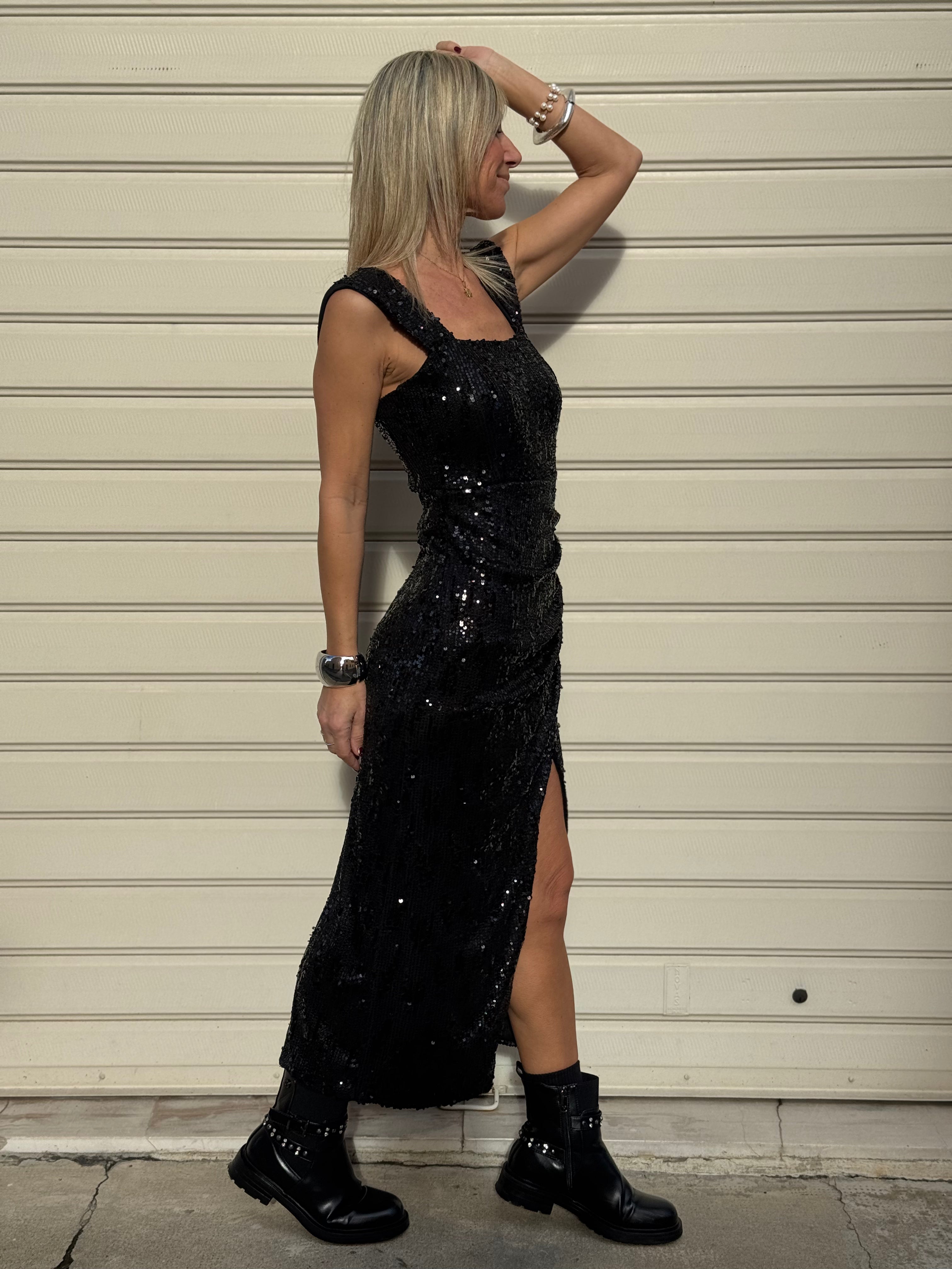 Abito paillettes spacco