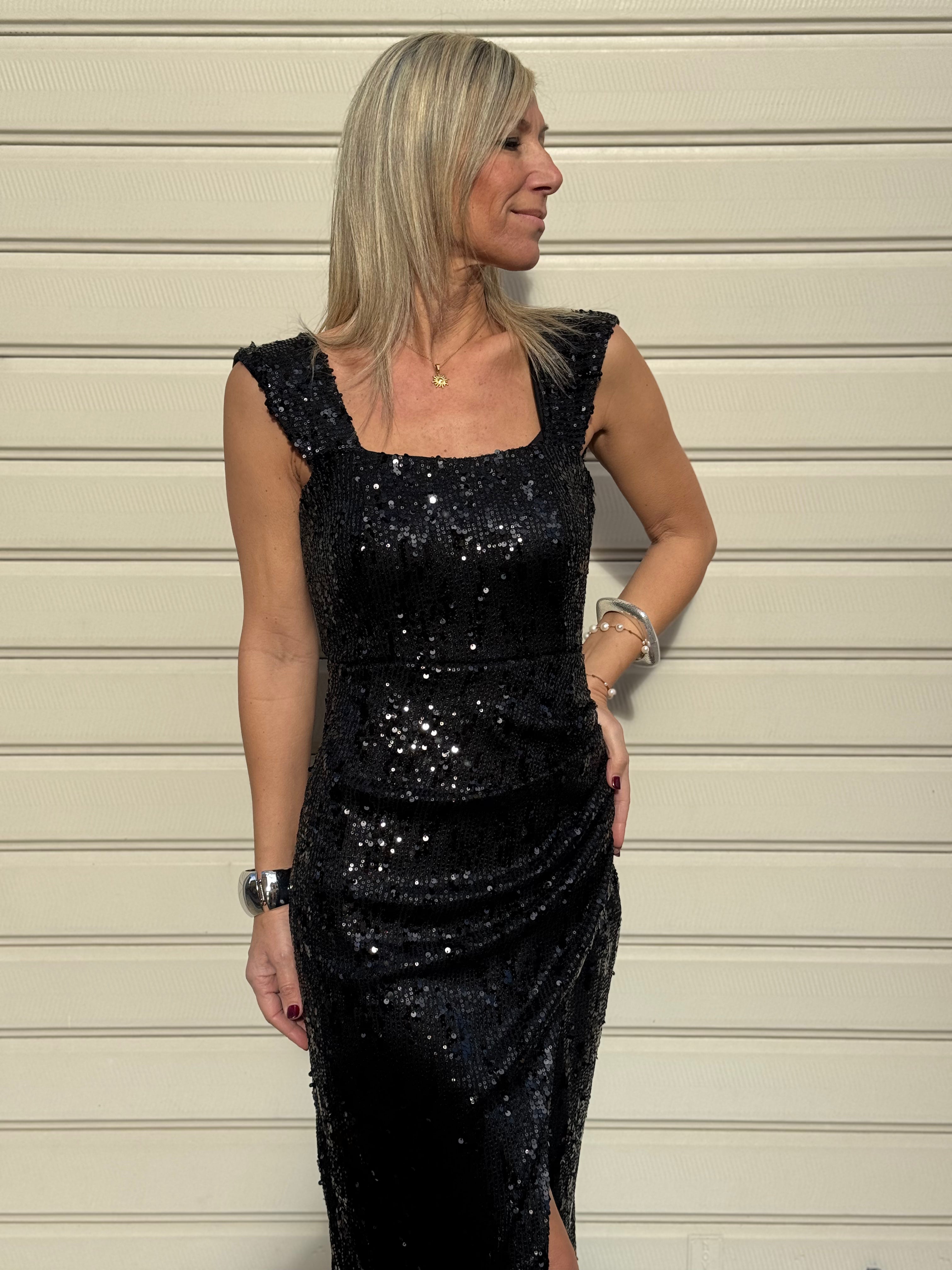 Abito paillettes spacco