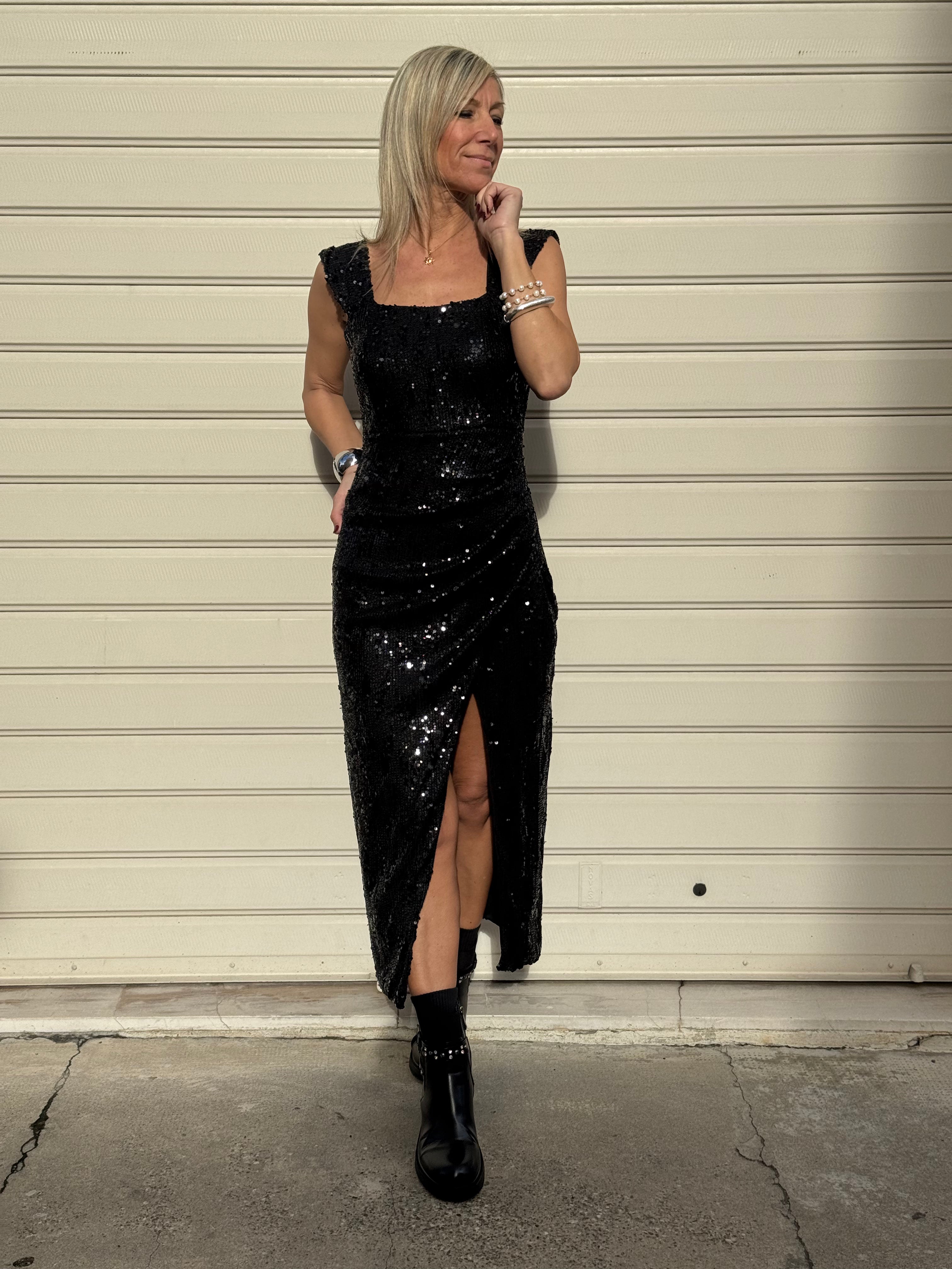 Abito paillettes spacco
