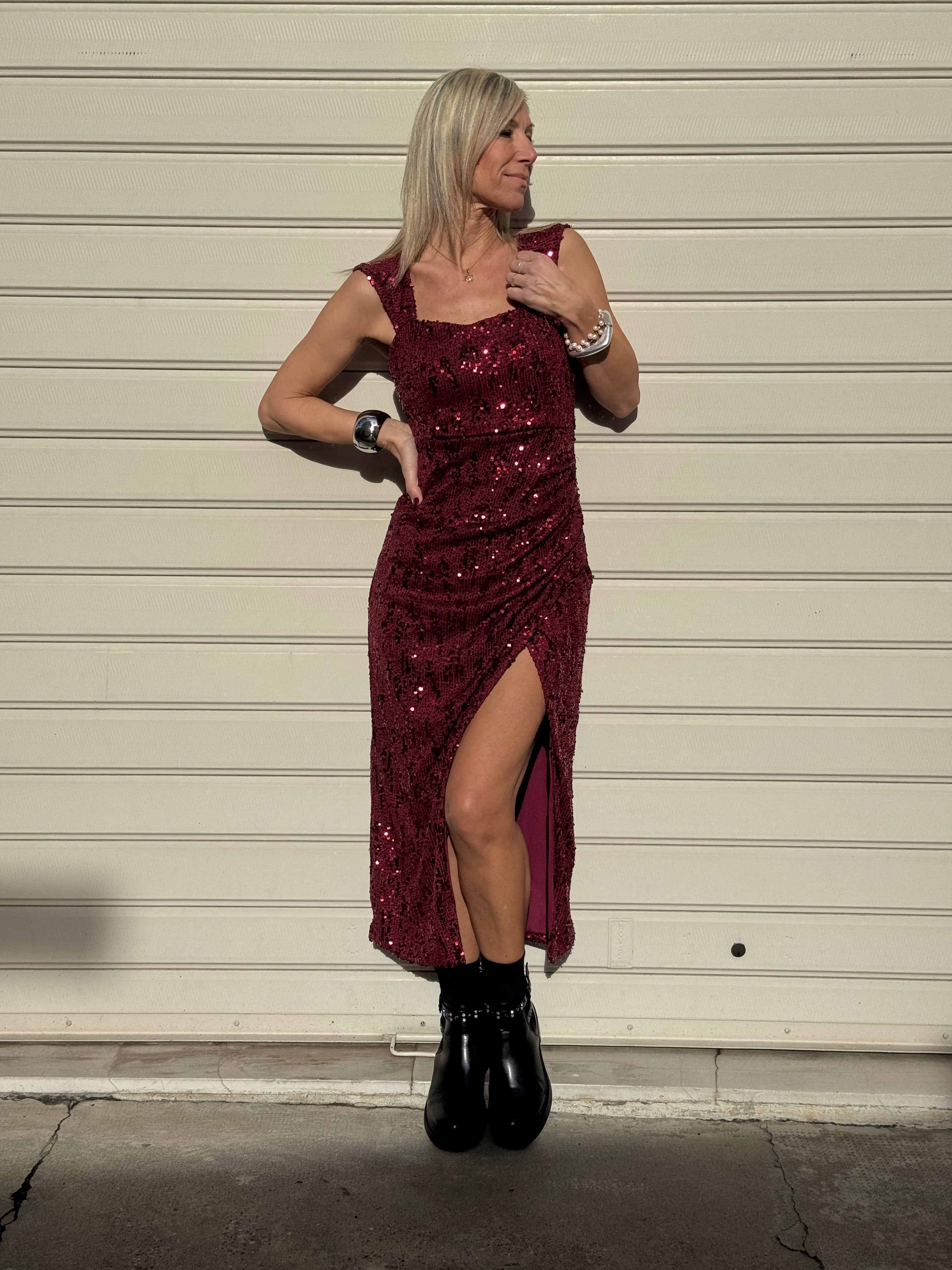 Abito paillettes spacco