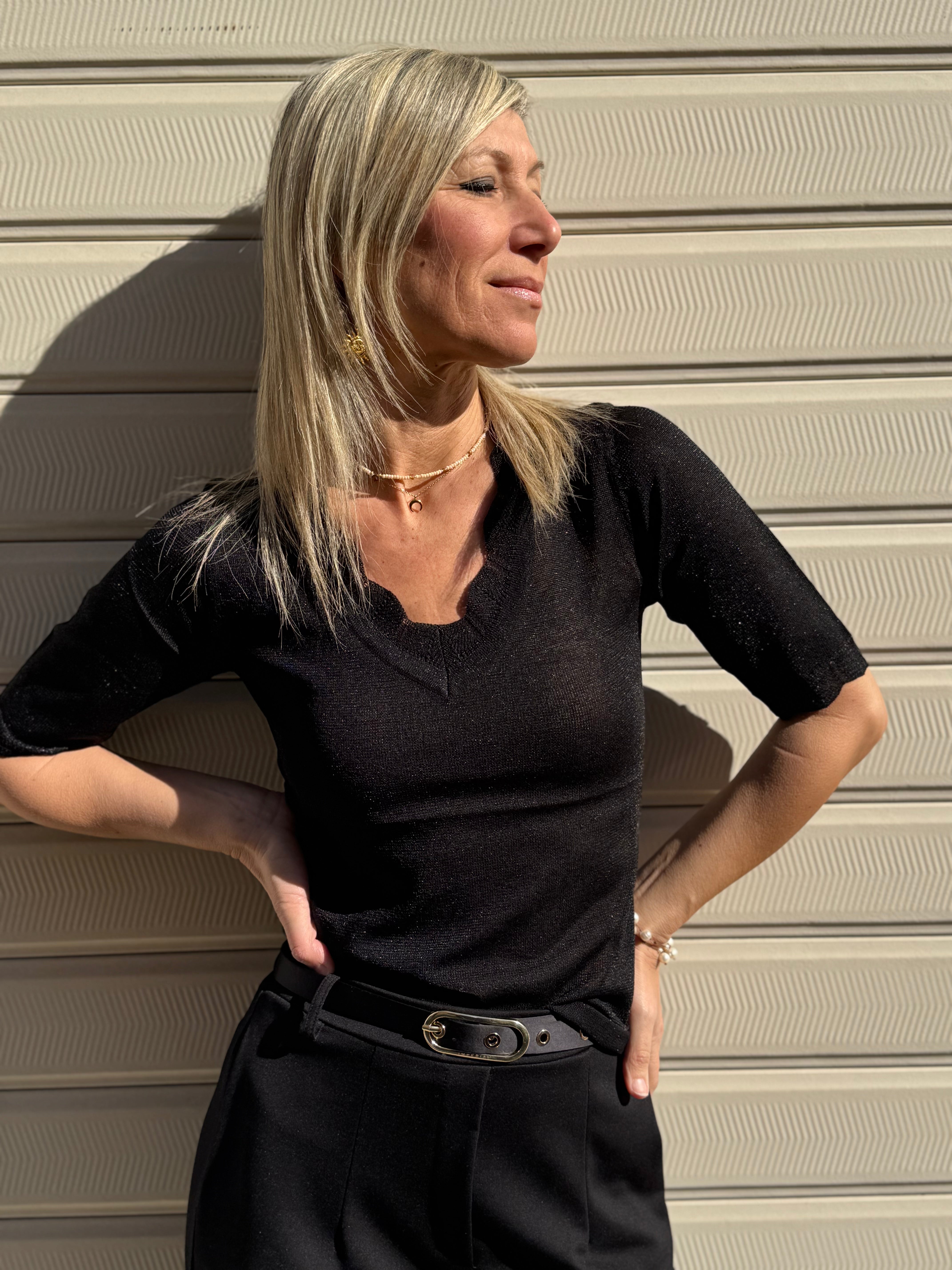 Maglia scollo v ondine artigli