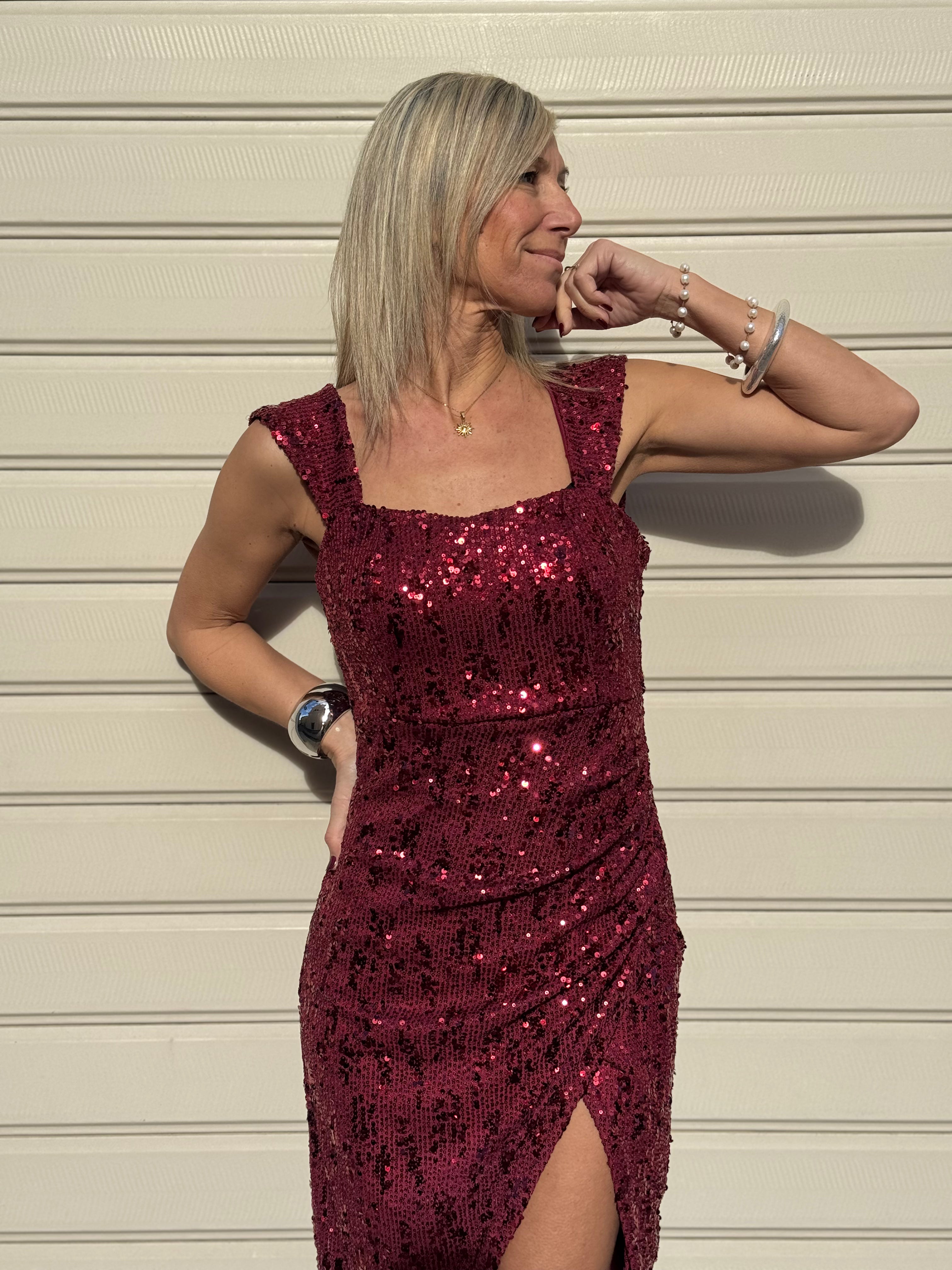 Abito paillettes spacco