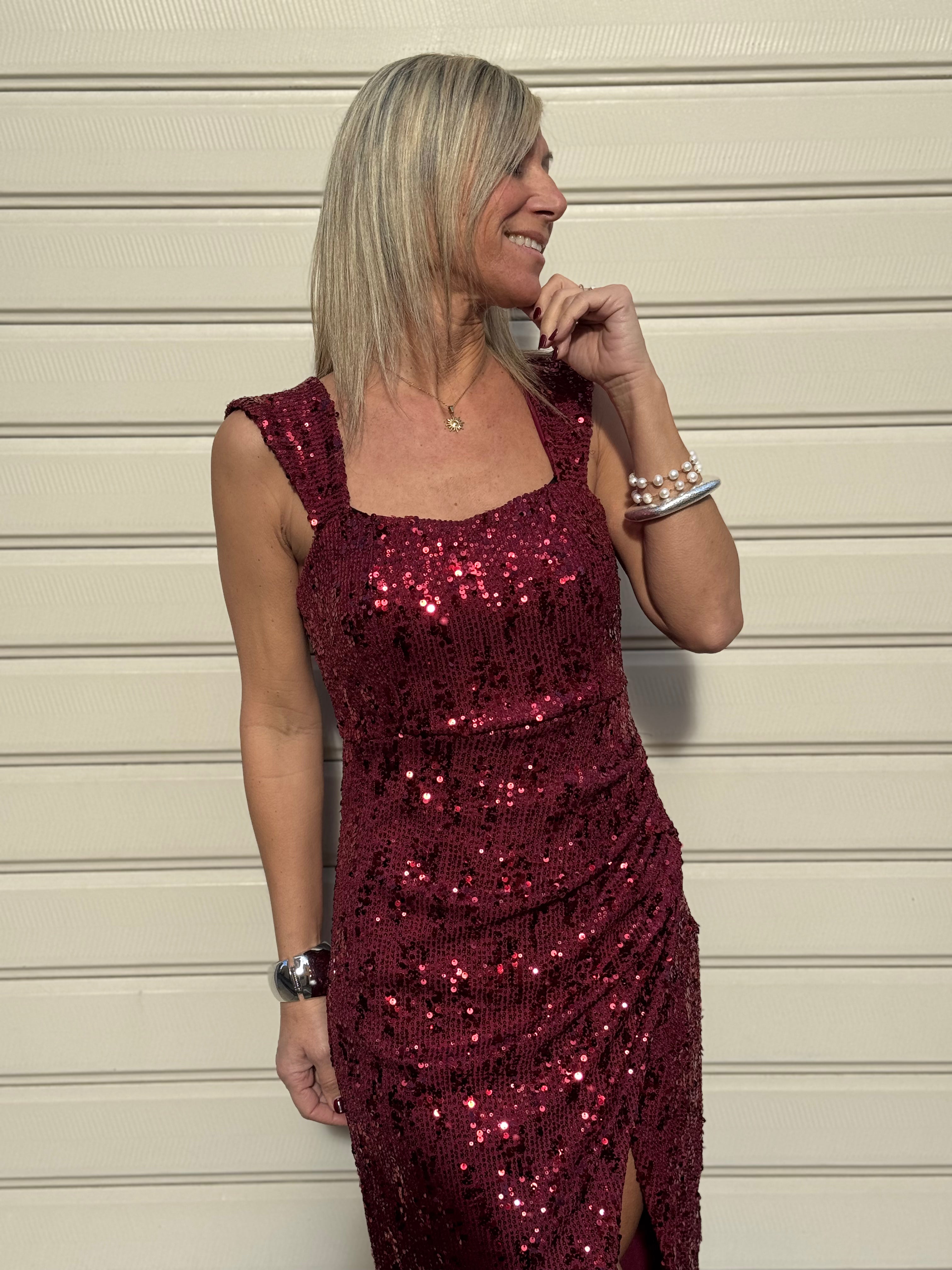 Abito paillettes spacco