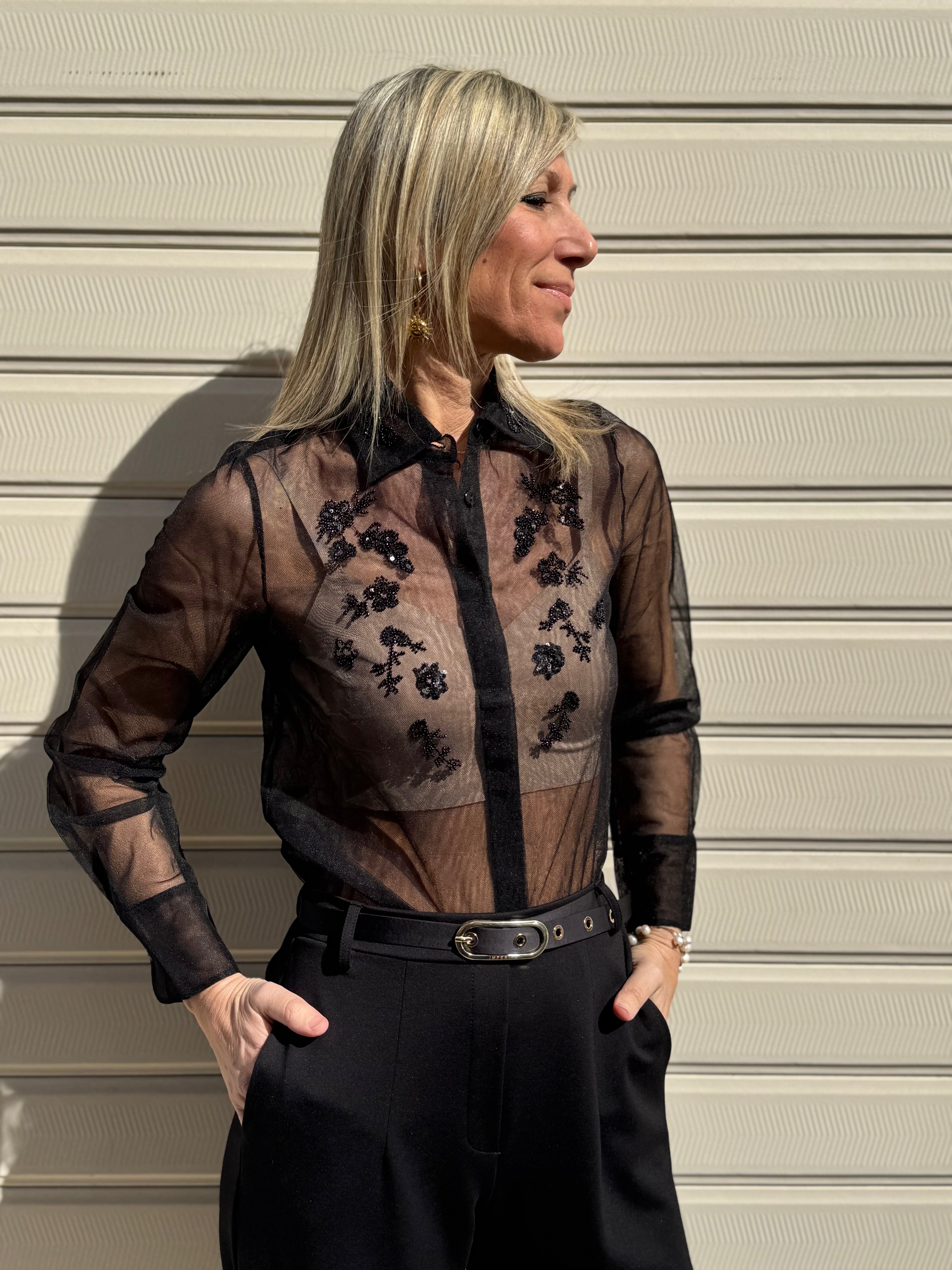 Camicia tulle e ricamo mimì