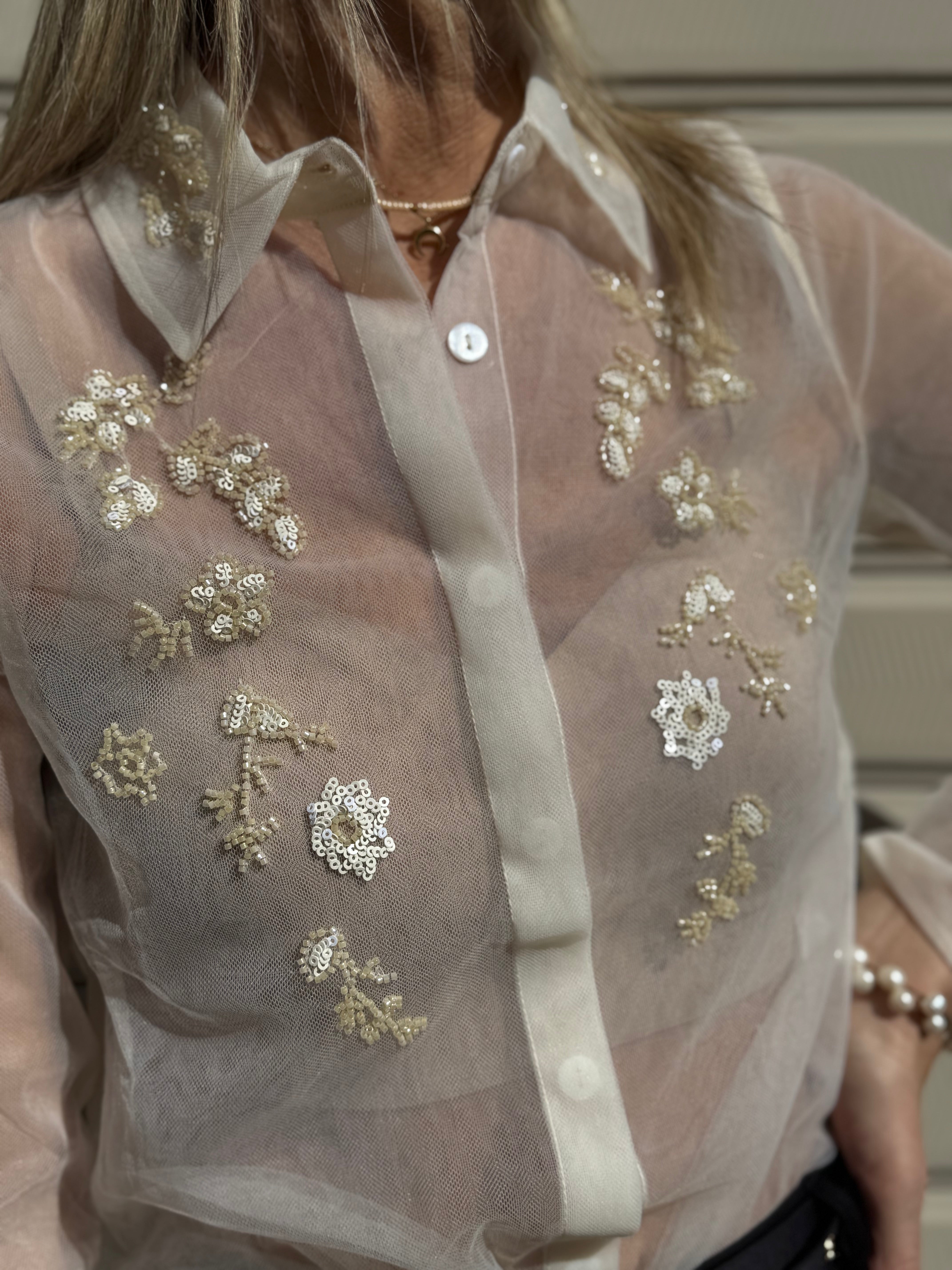 Camicia tulle e ricamo mimì