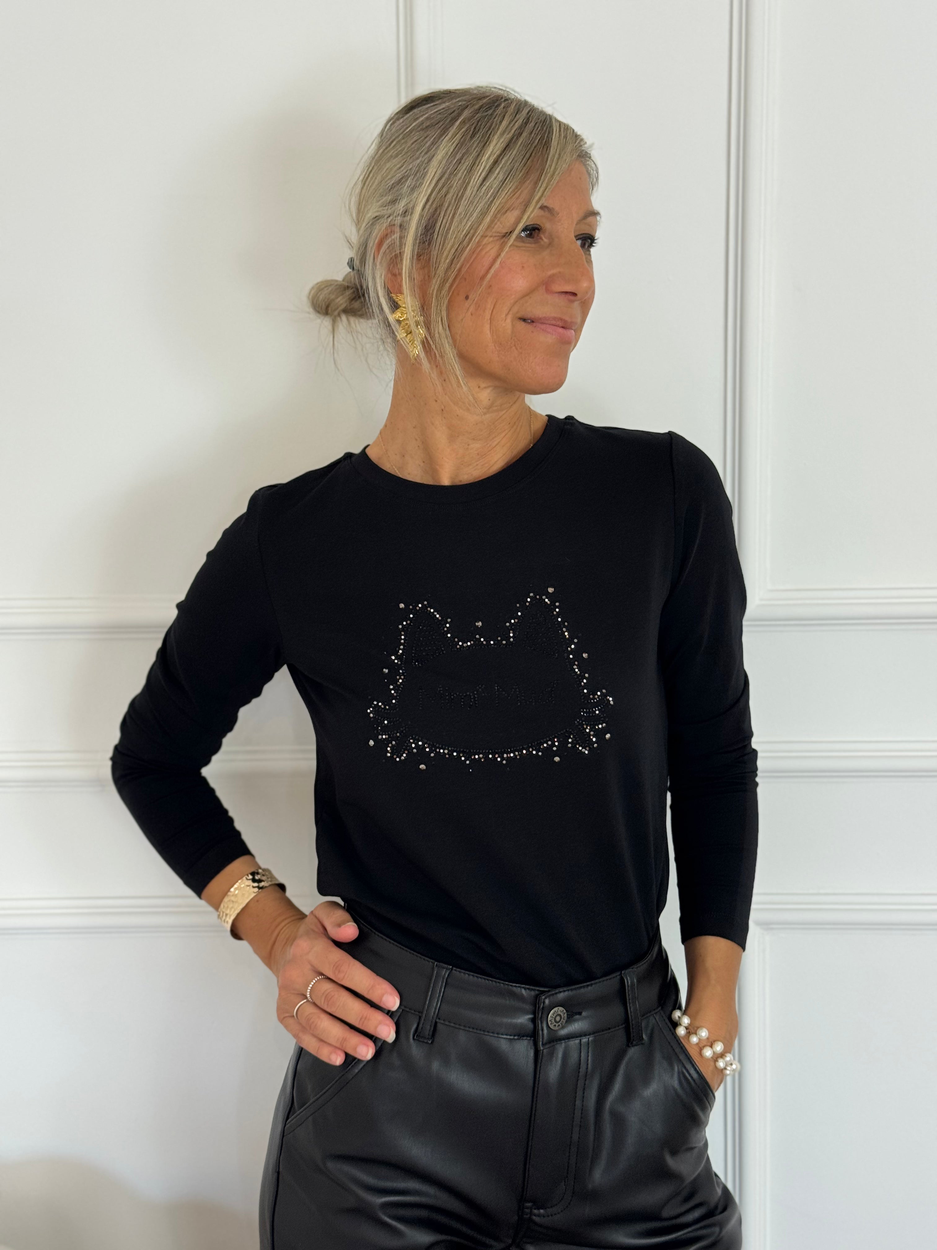 Tshirt gatto strass mimì 🐈‍⬛