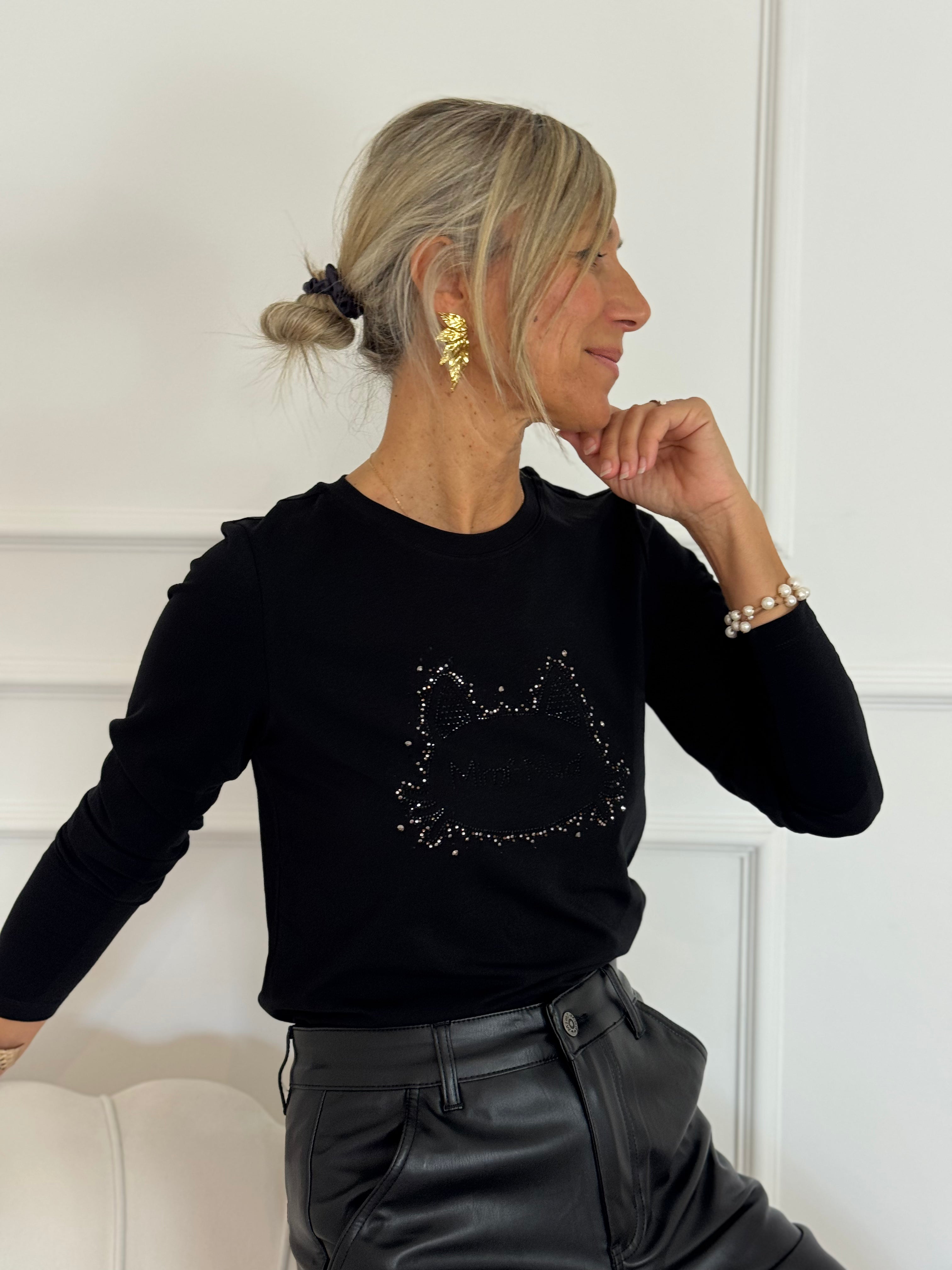 Tshirt gatto strass mimì 🐈‍⬛