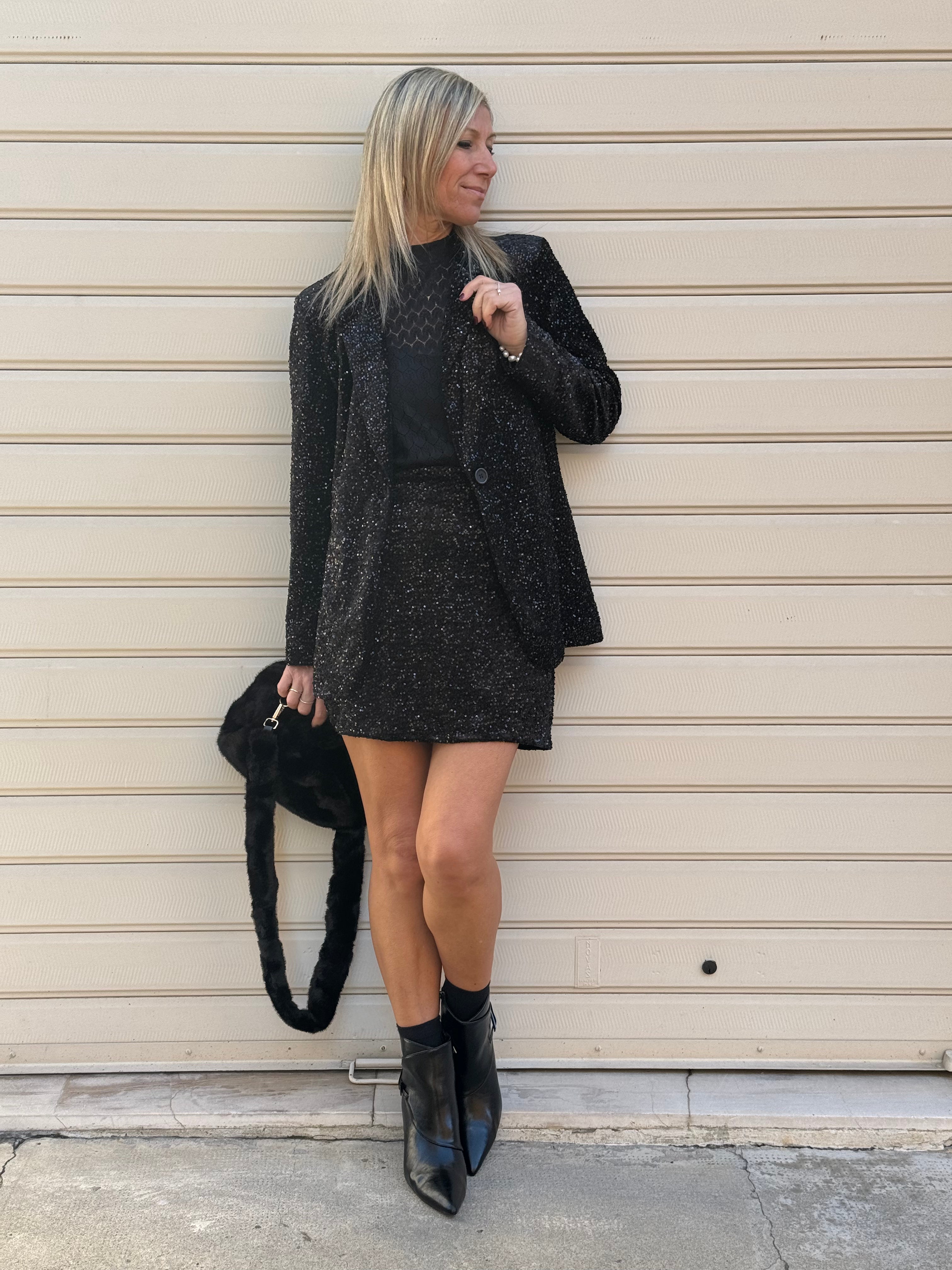 Gonna velluto paillettes