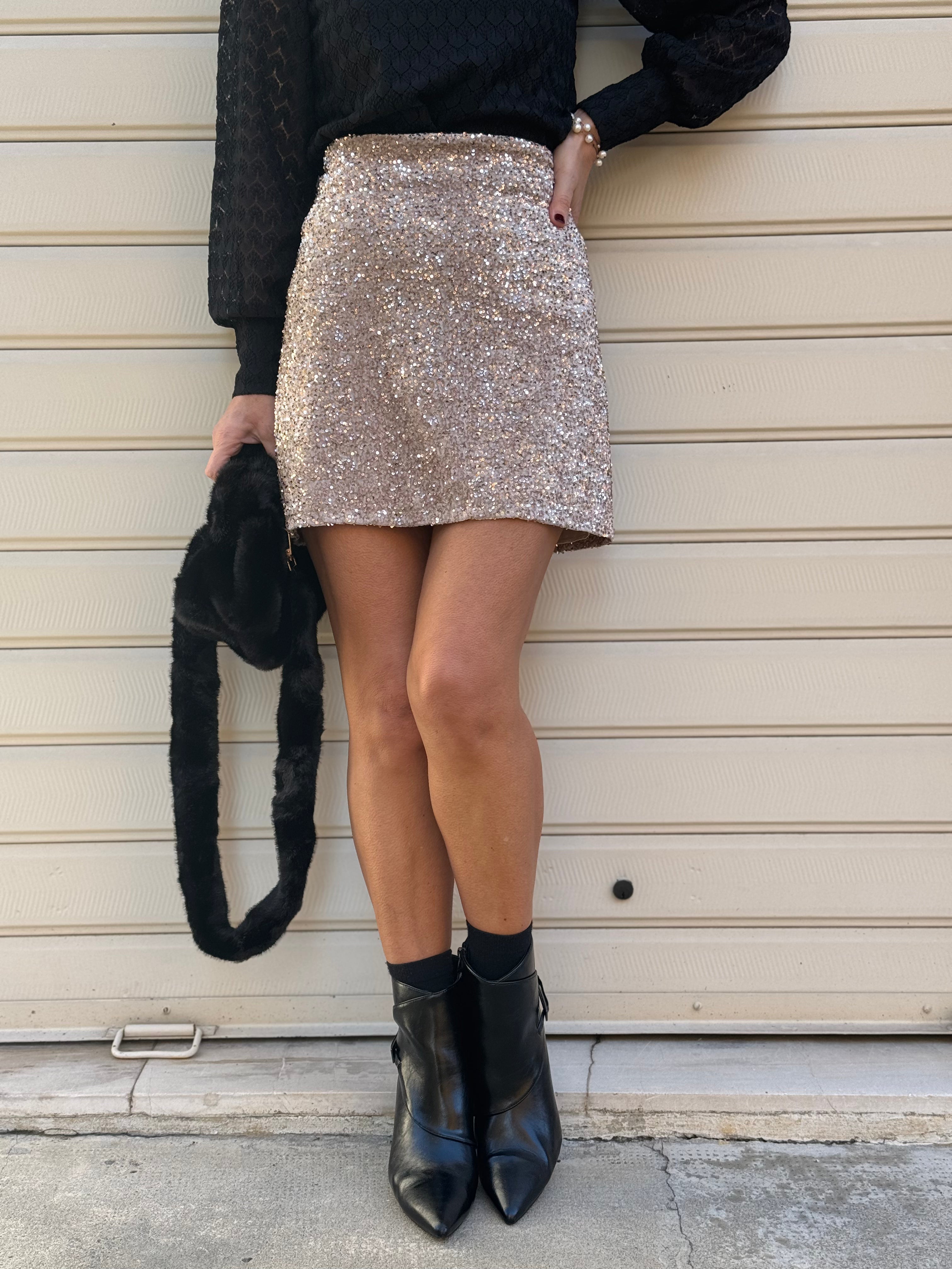 Gonna velluto paillettes