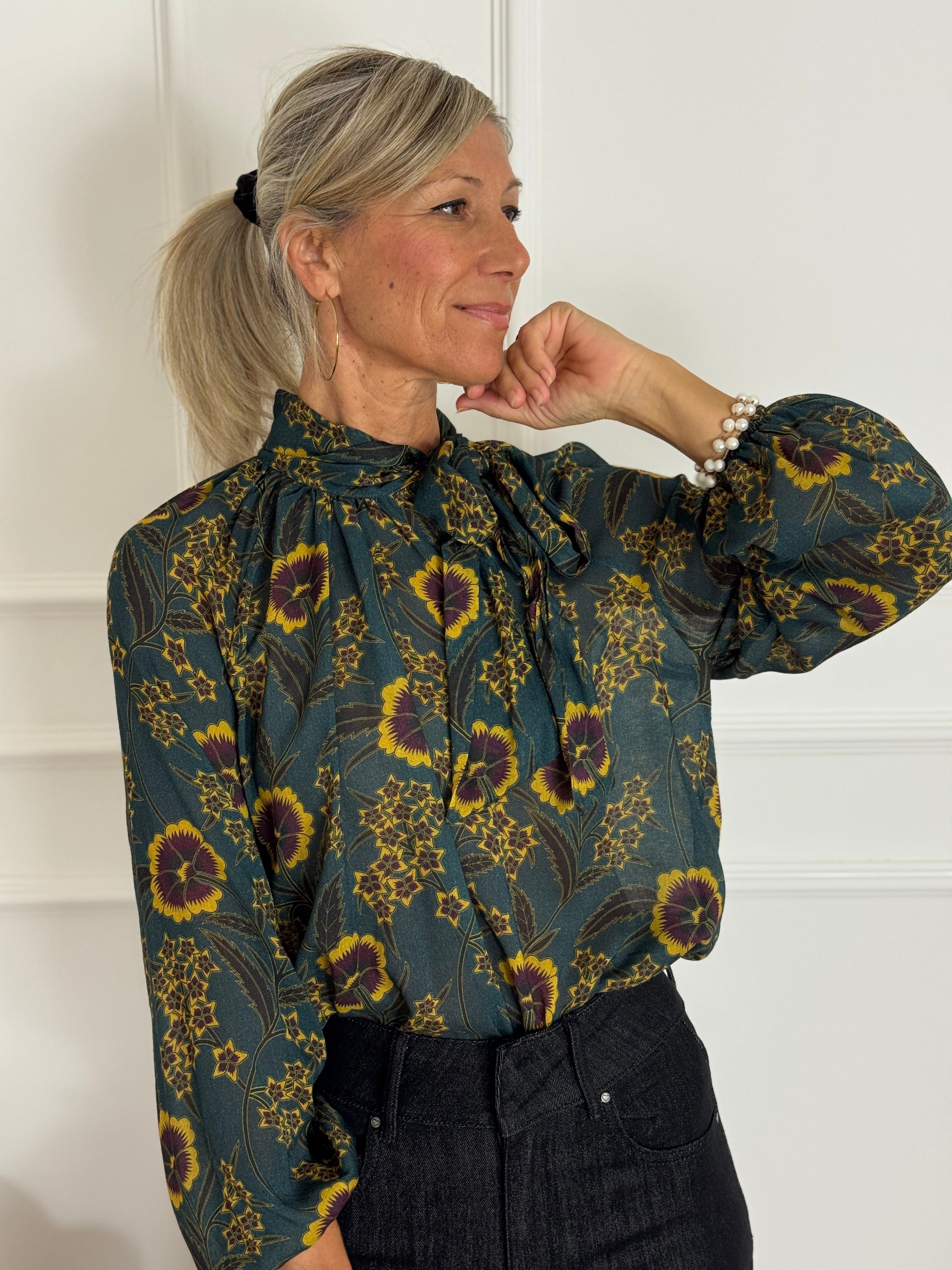 Blusa fiocco petunie mimì