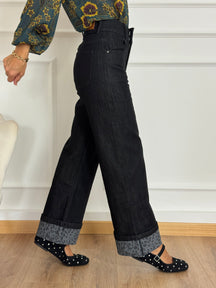 Jeans palazzo risvolto maculato mimì