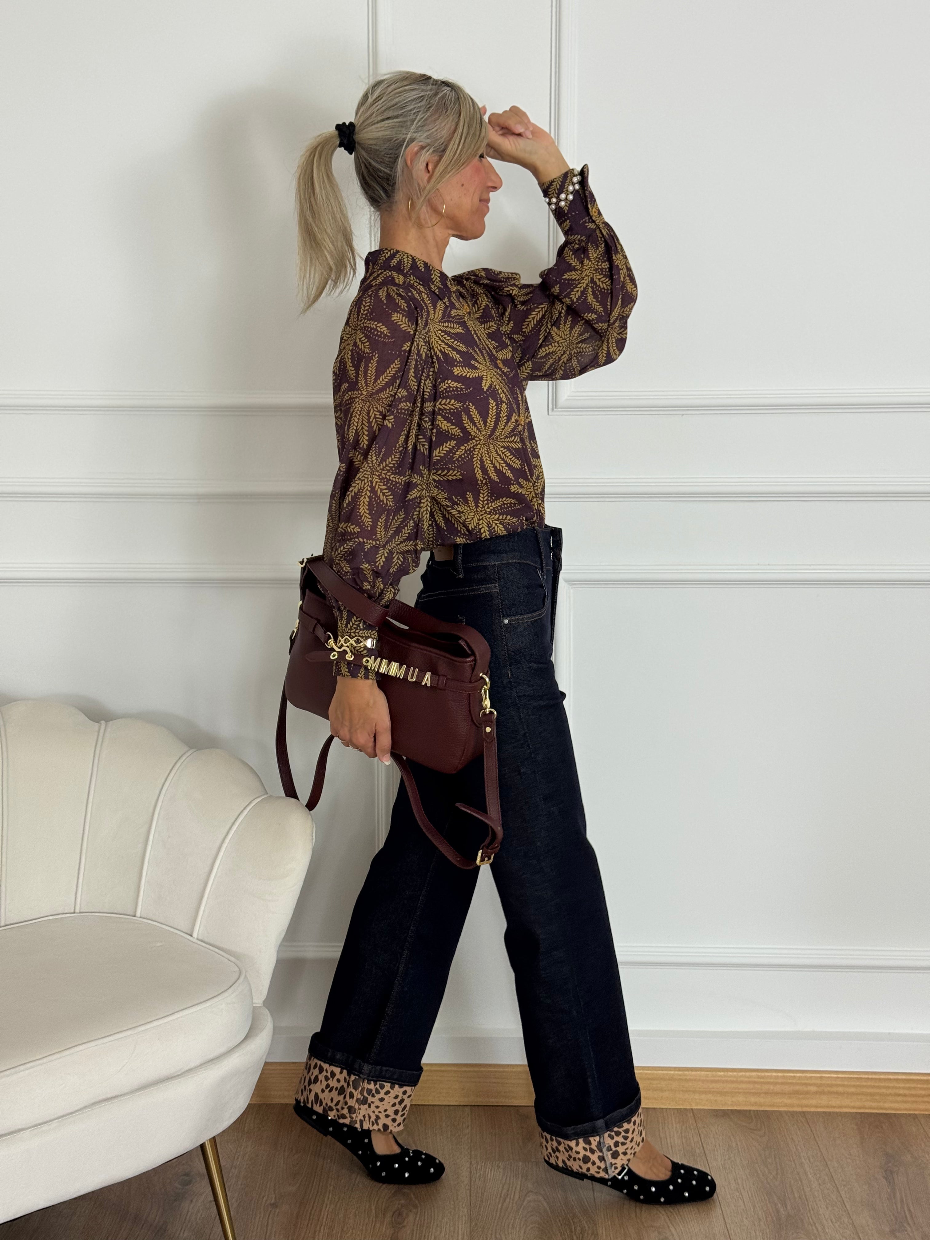 Jeans palazzo risvolto maculato mimì