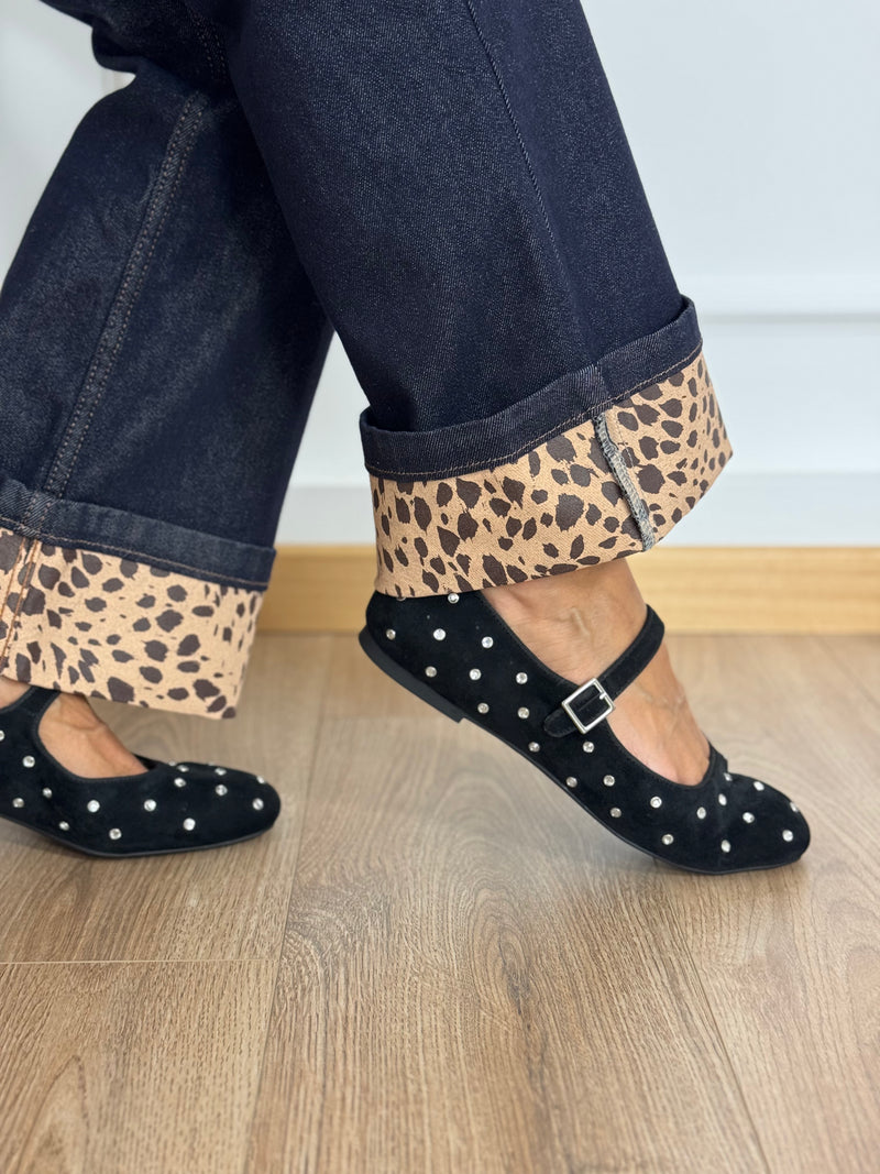 Jeans palazzo risvolto maculato mimì