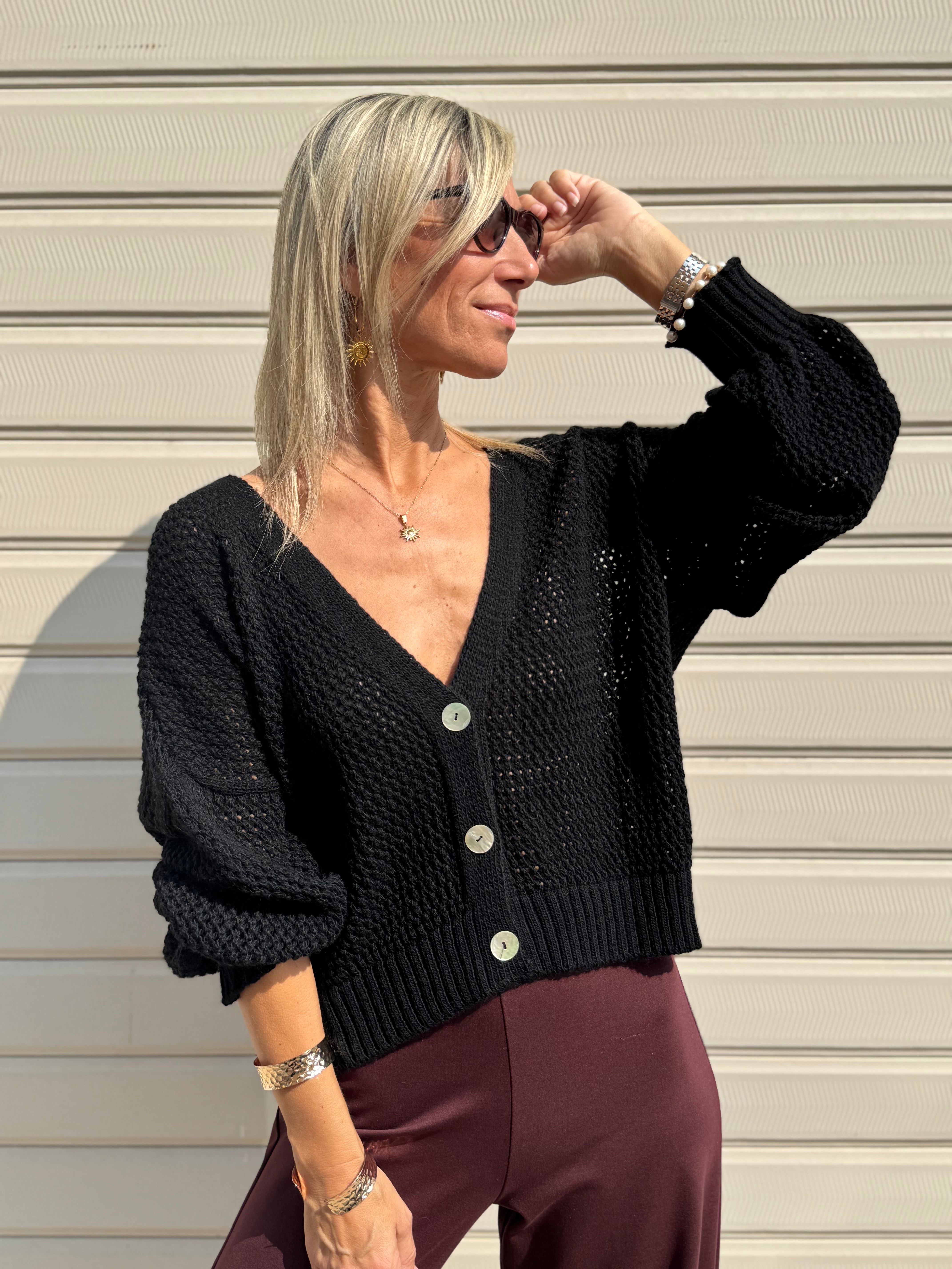 Cardigan over traforato