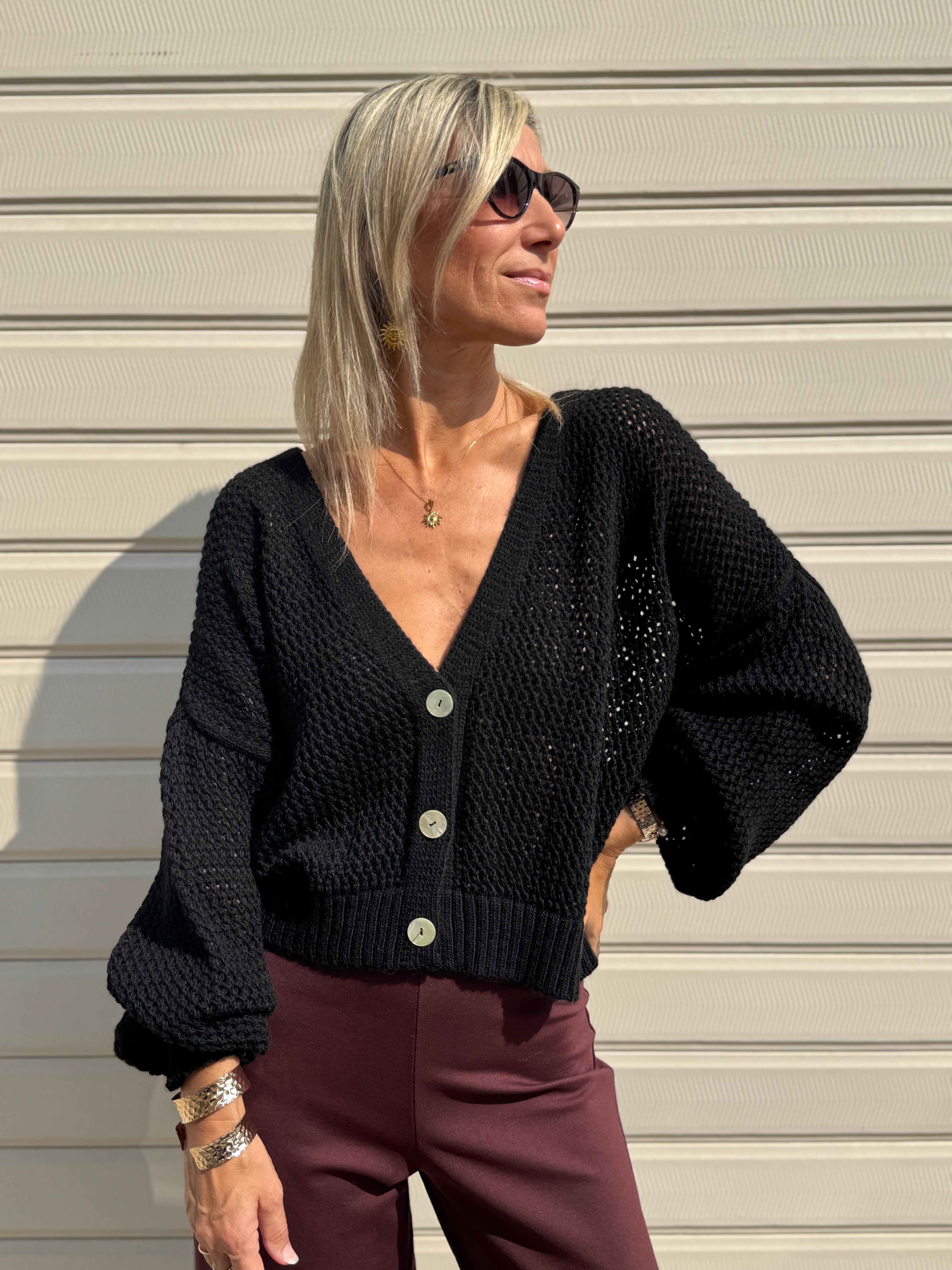 Cardigan over traforato